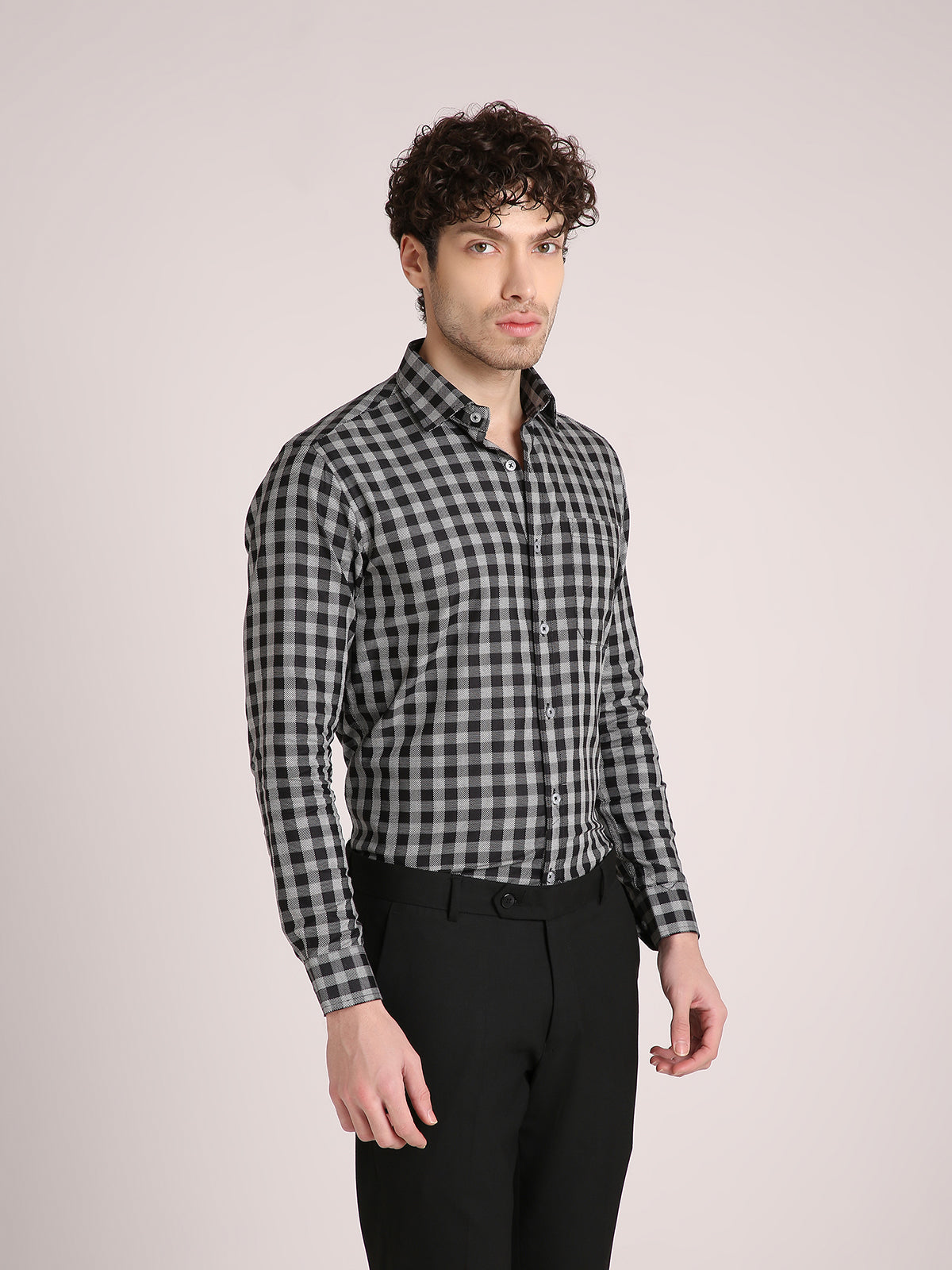 M Excess Checks Black/White Dress Shirt