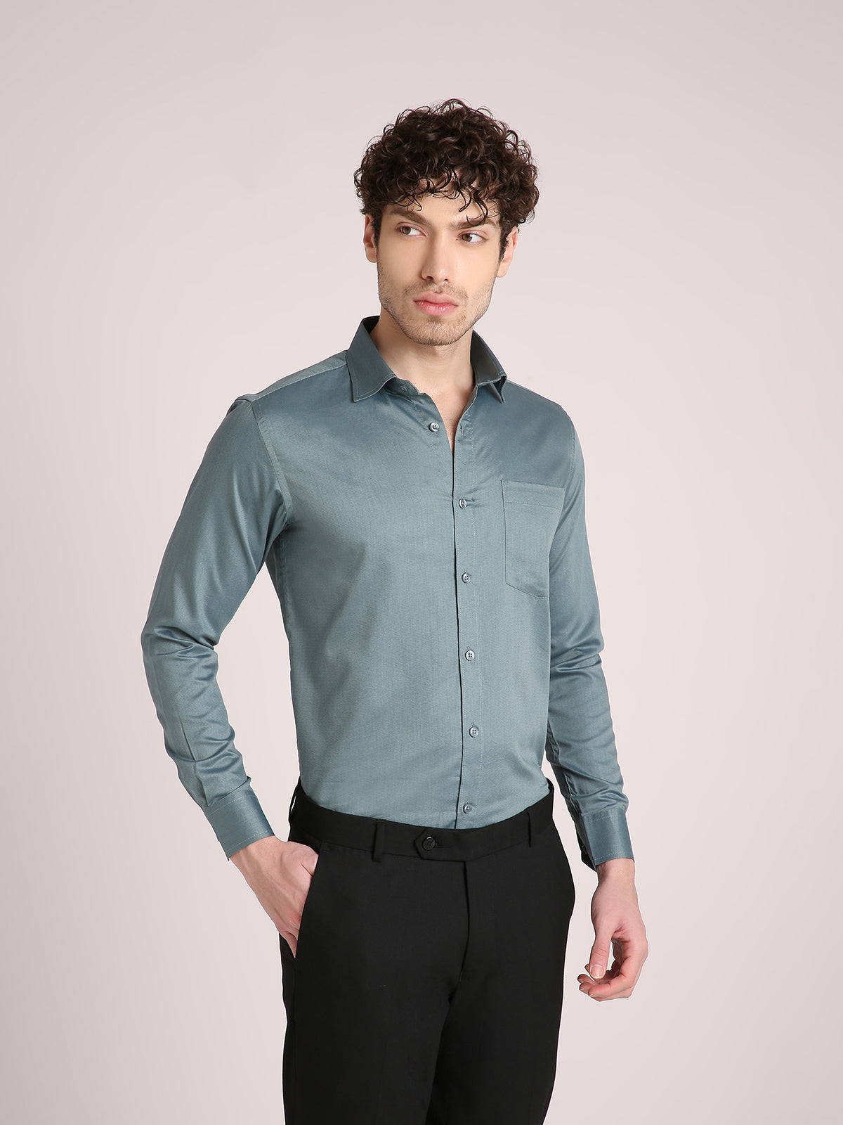 M Excess Solid Sea Foam Dress Shirt