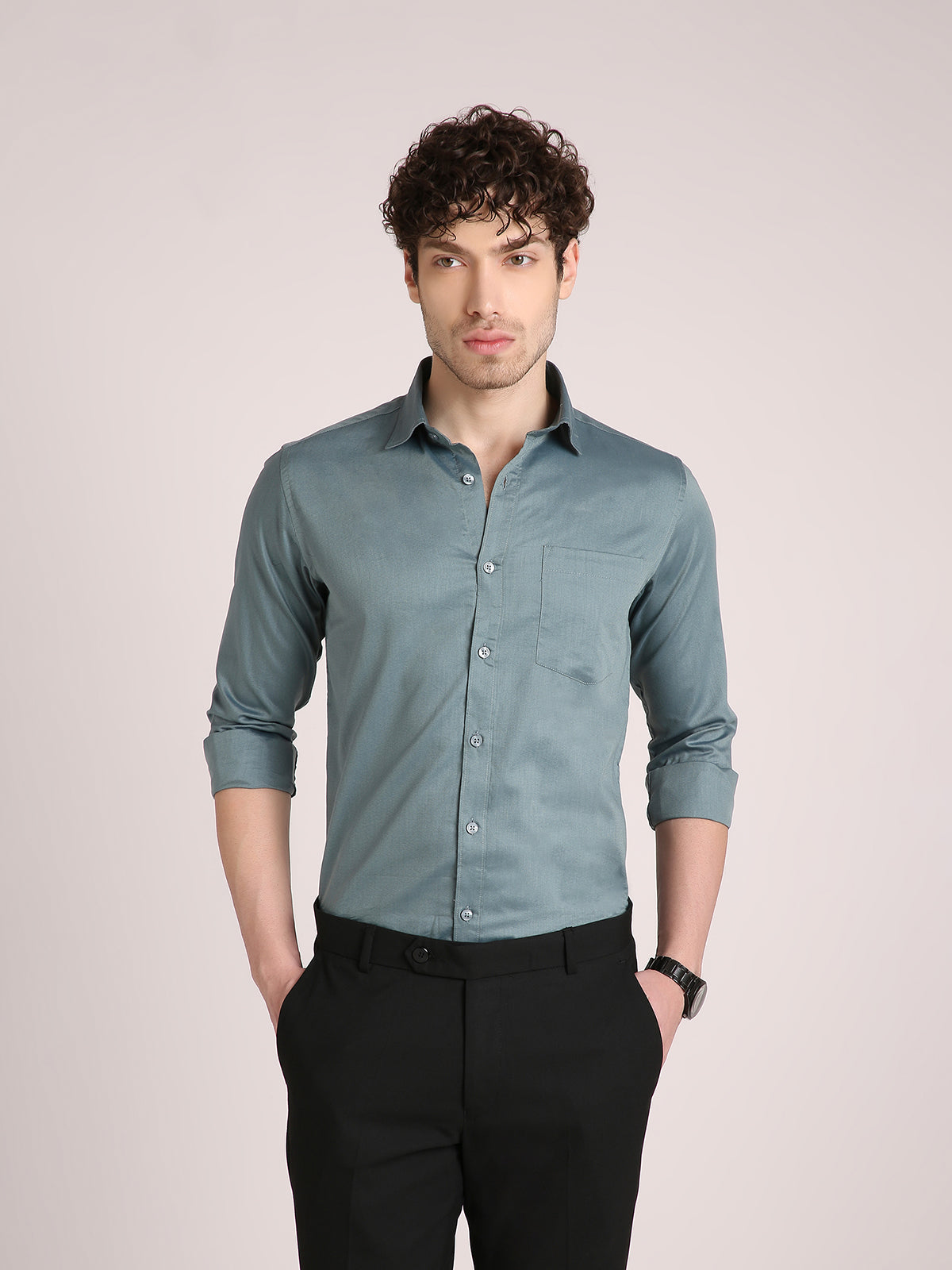 M Excess Solid Sea Foam Dress Shirt