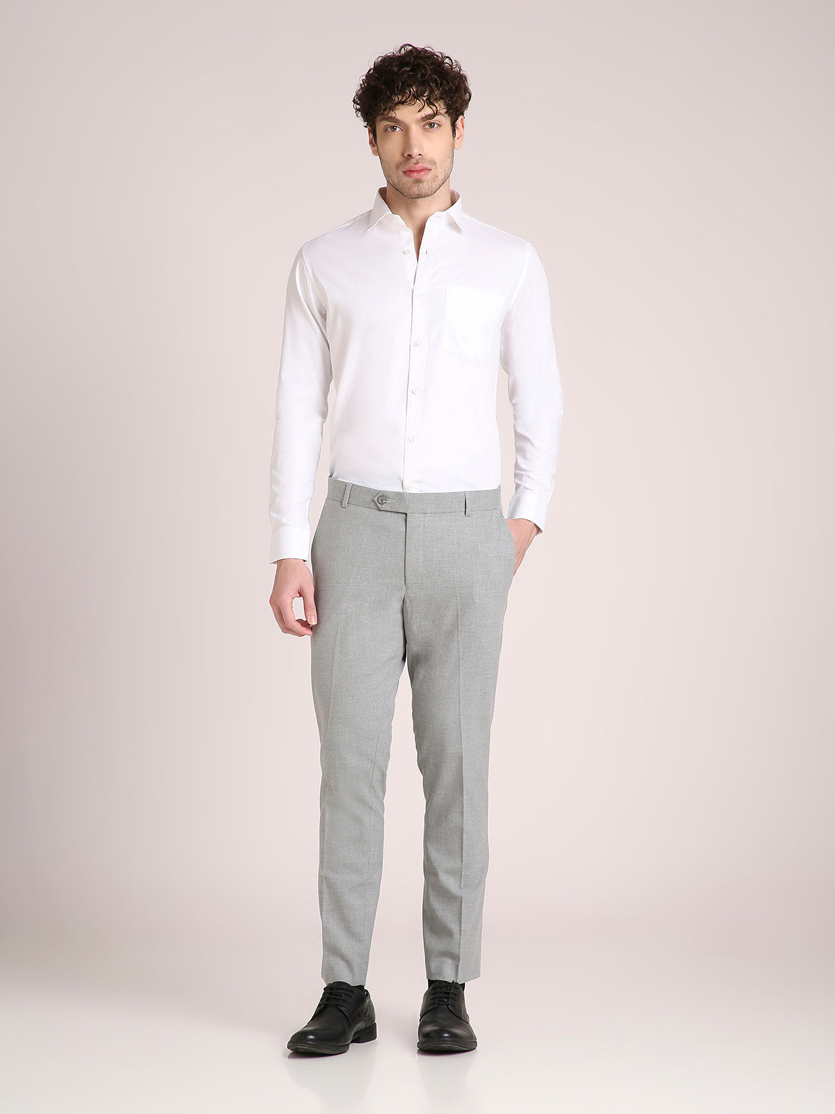 M Excess Solid White Structured Dress Shirt
