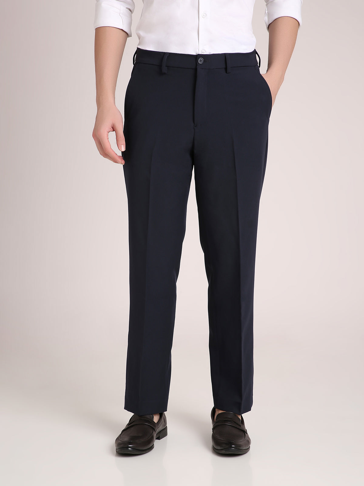 M Excess Navy Straight Fit Trousers