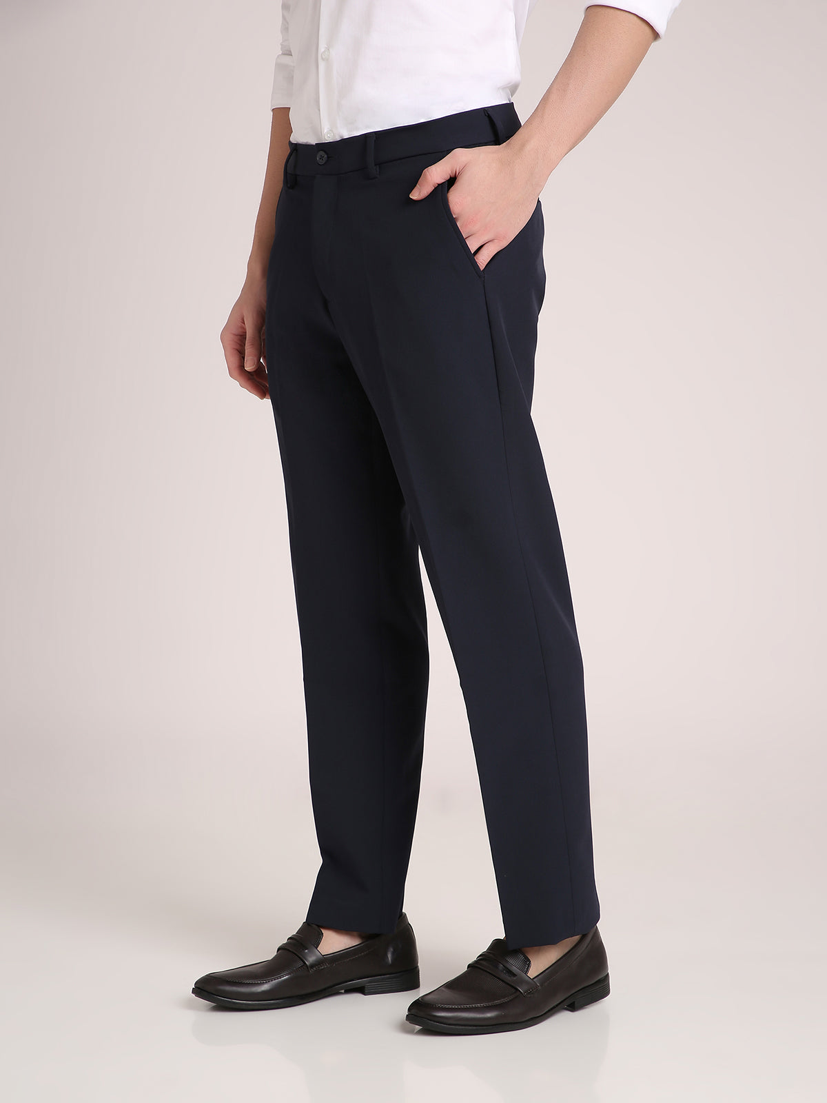 M Excess Navy Straight Fit Trousers