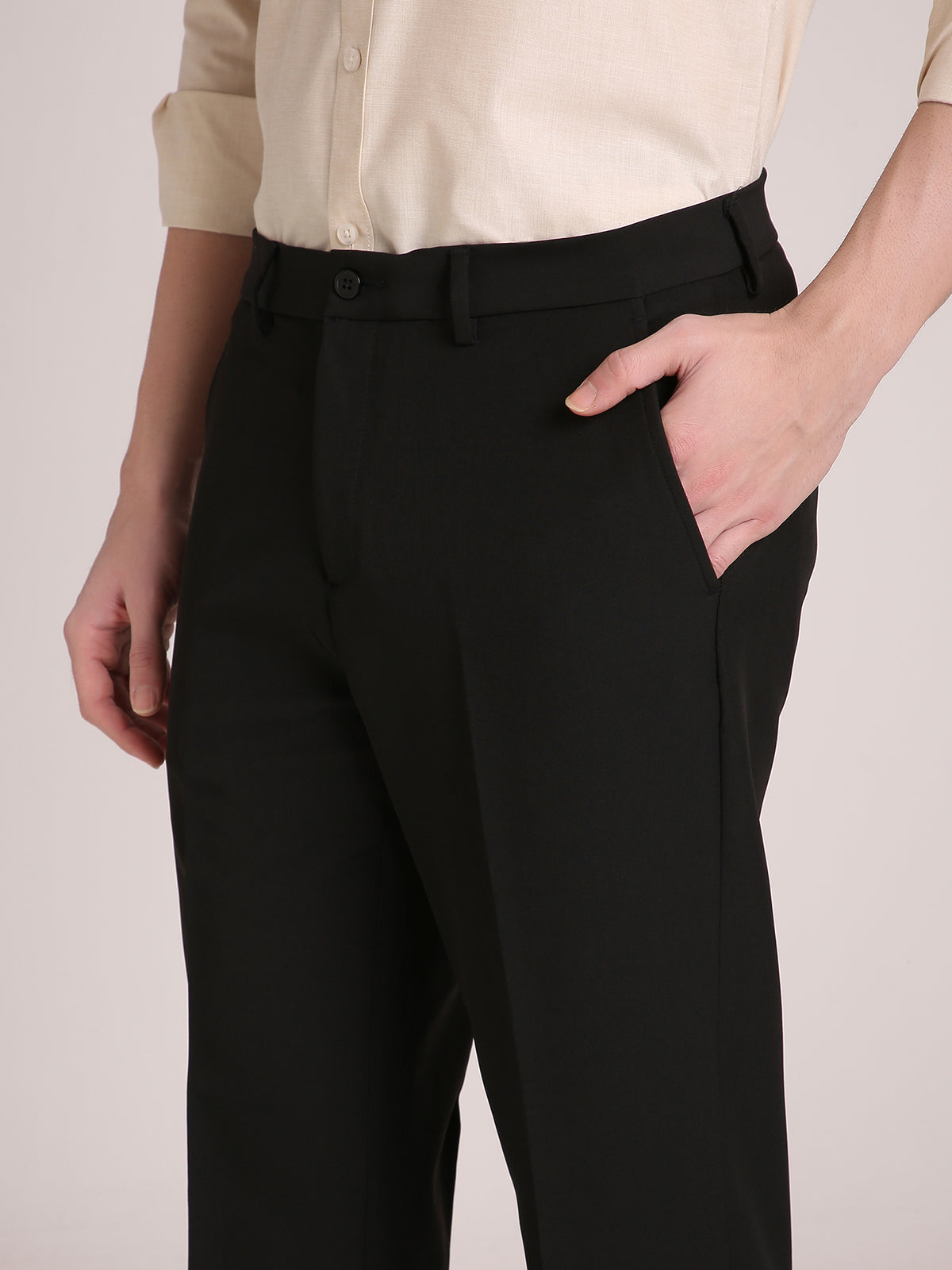 M Excess Black Straight Fit Trousers