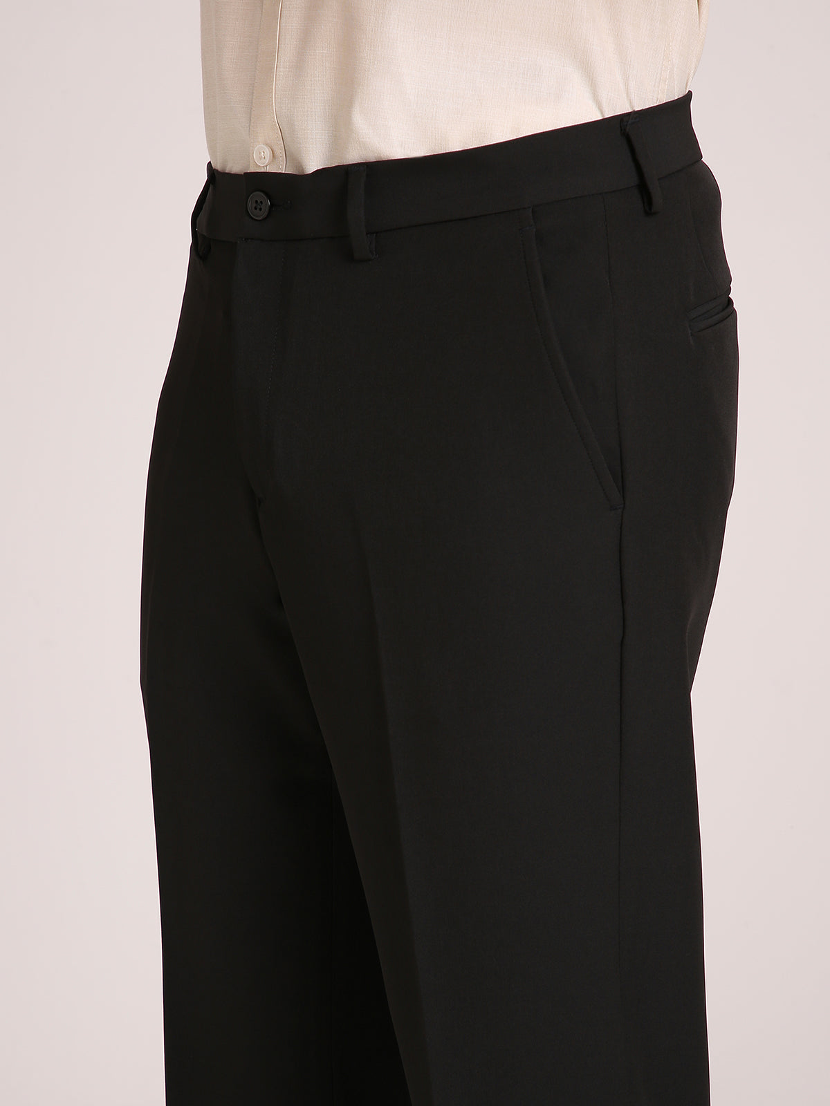 M Excess Black Straight Fit Trousers