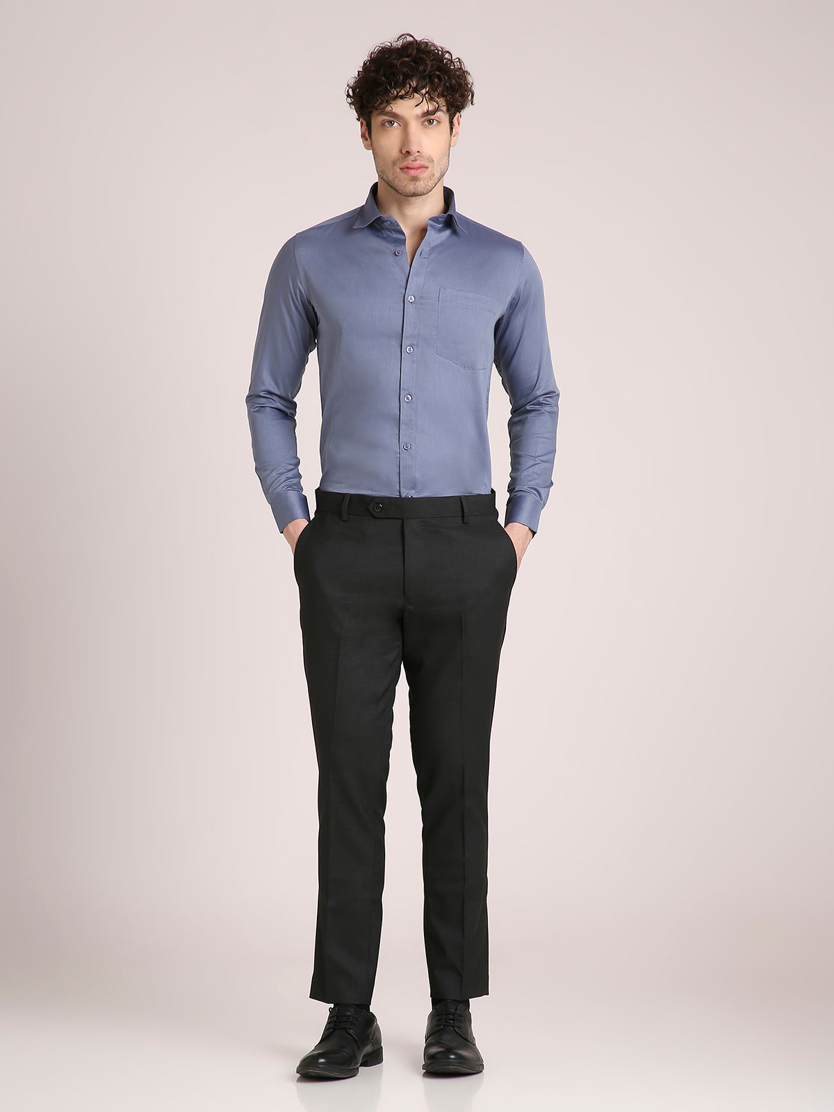 M Excess Solid Cobalt Blue Dress Shirt