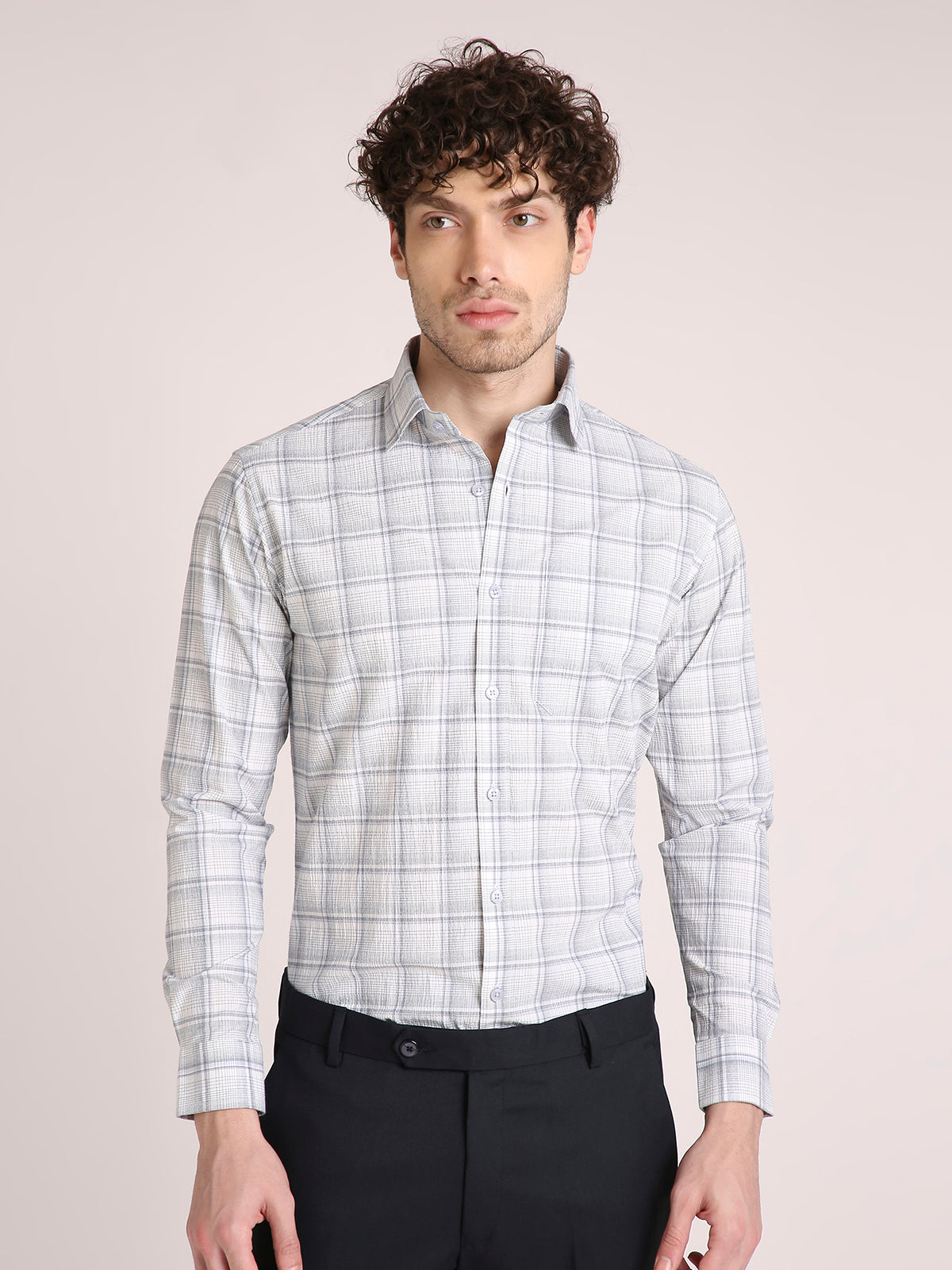 M Excess Checks Ash Dress Shirt