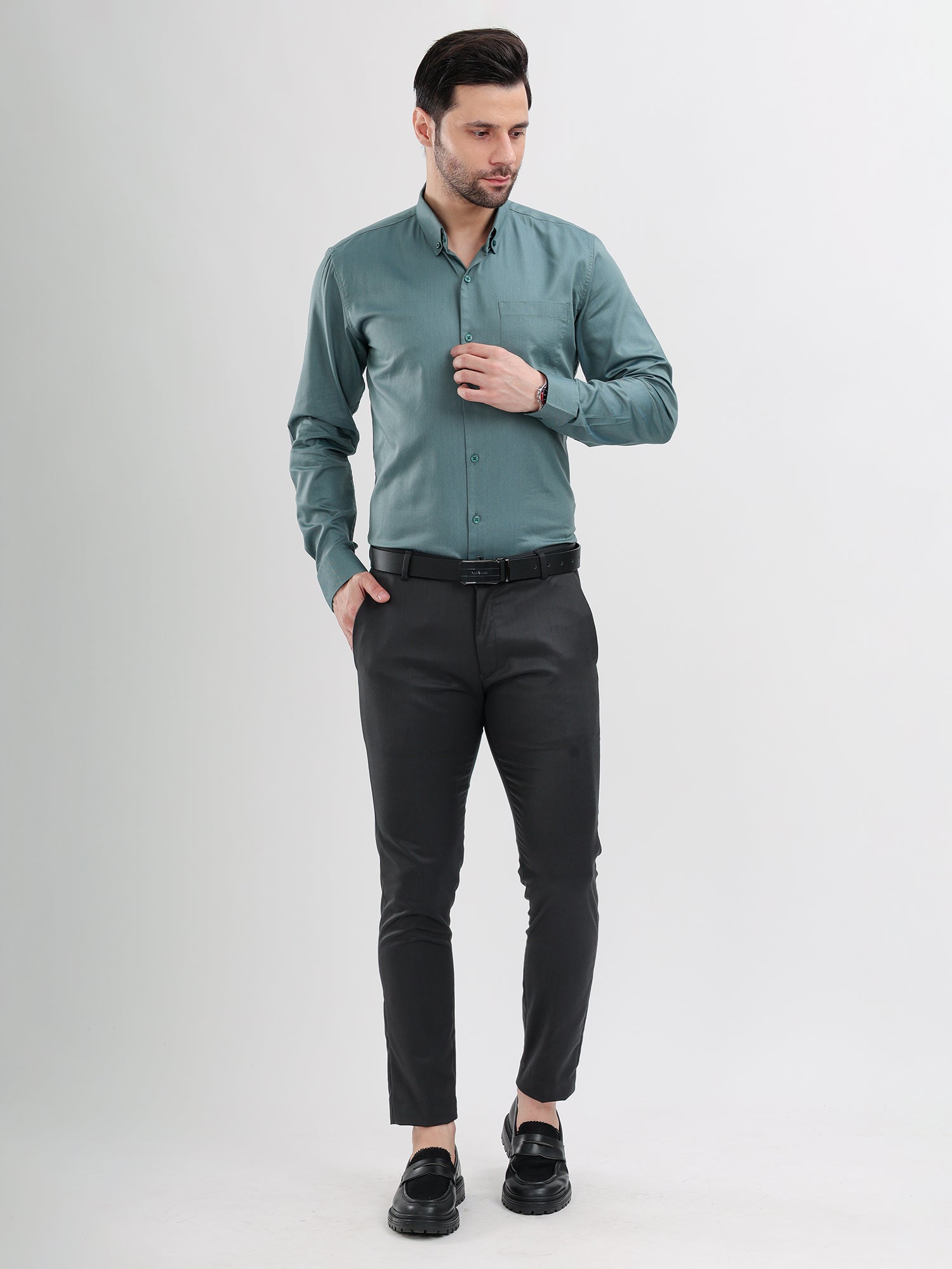 M Excess Solid Sea Foam Dress Shirt