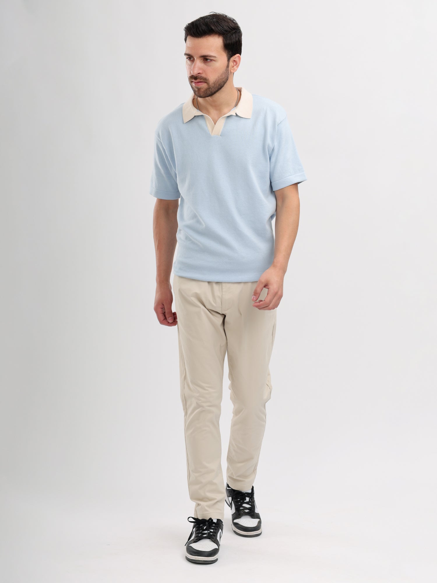 M Excess Sky Blue Knit Polo