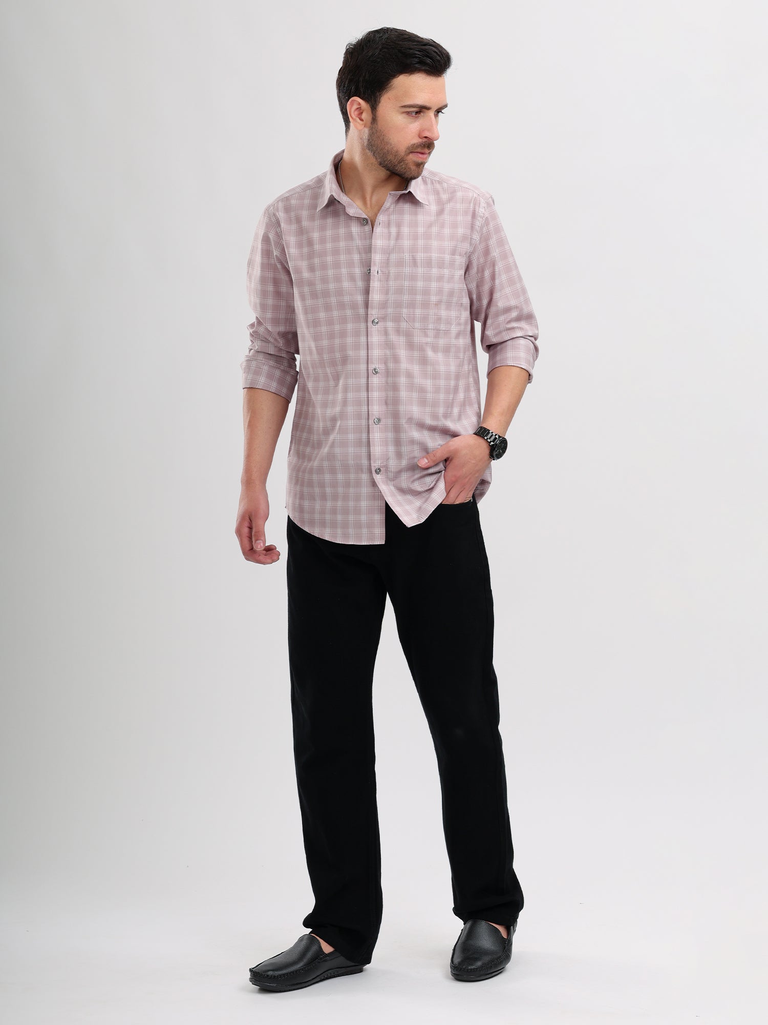 M Excess Checks Pink Dress Shirt