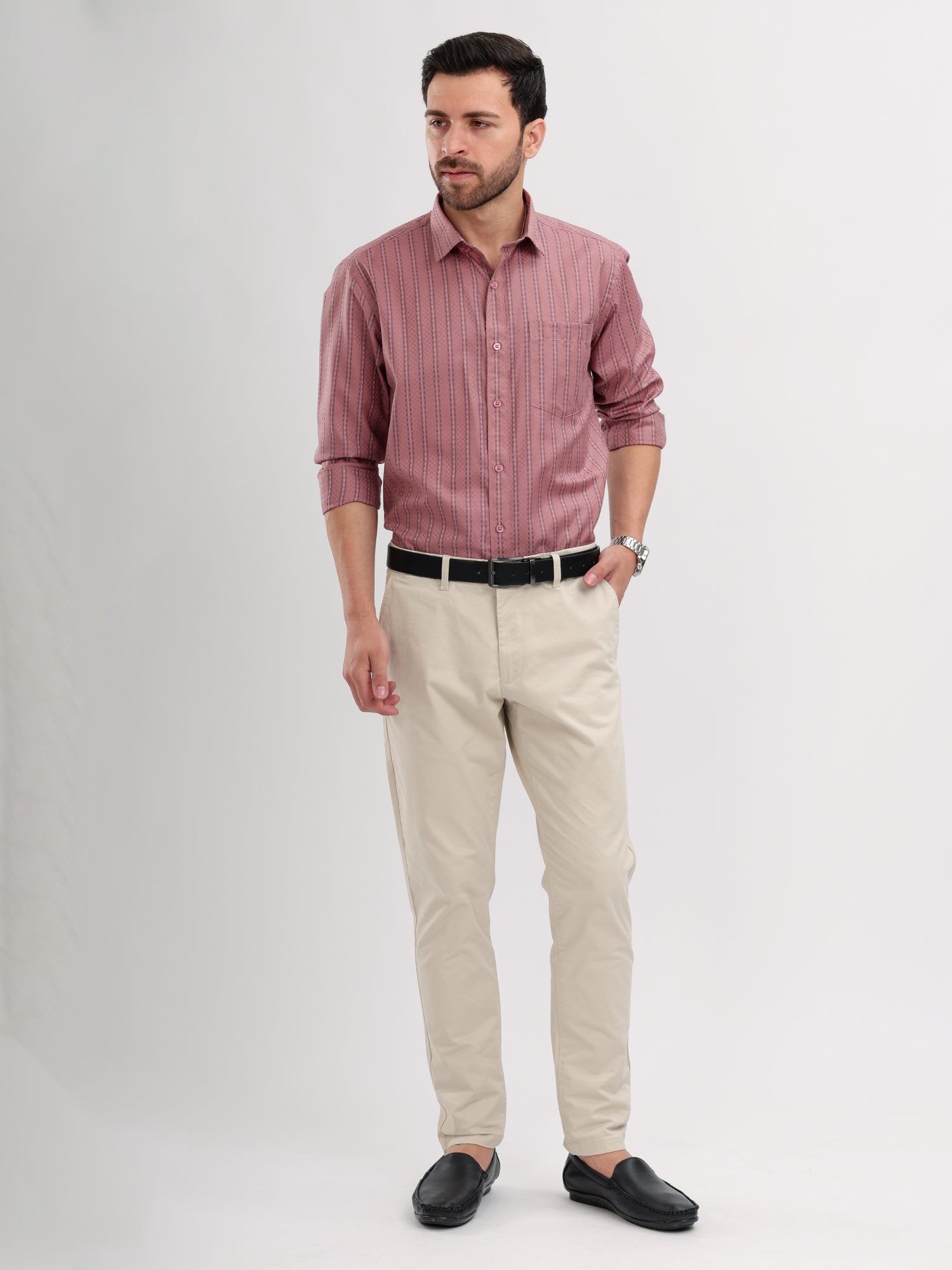 M Excess Stripes Pink Dress Shirt