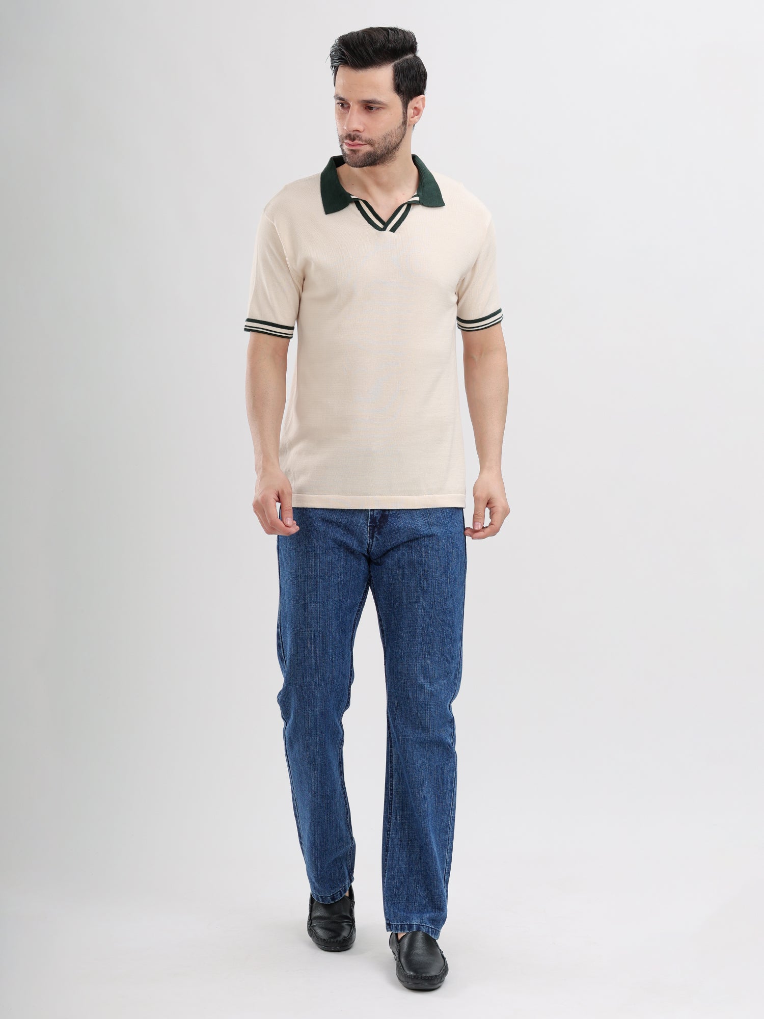 M Excess White Knit Polo