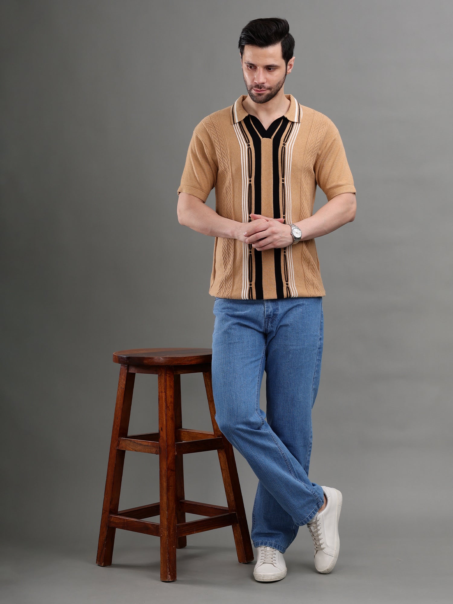 M Excess Tan Knit Polo
