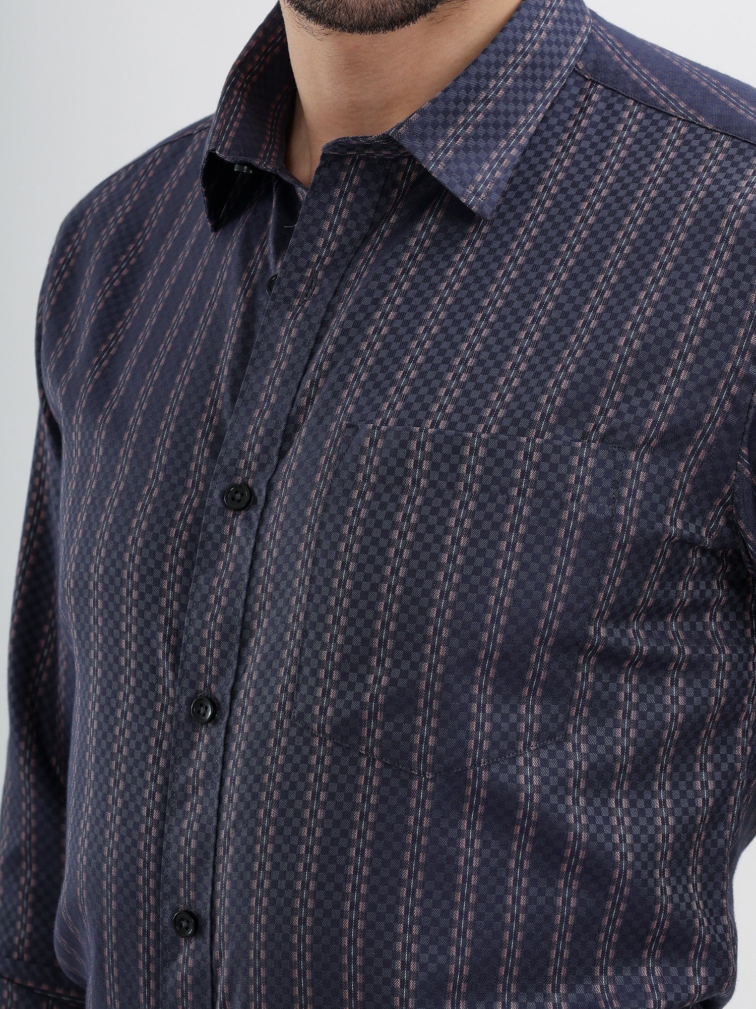 M Excess Stripes Purple Dress Shirt