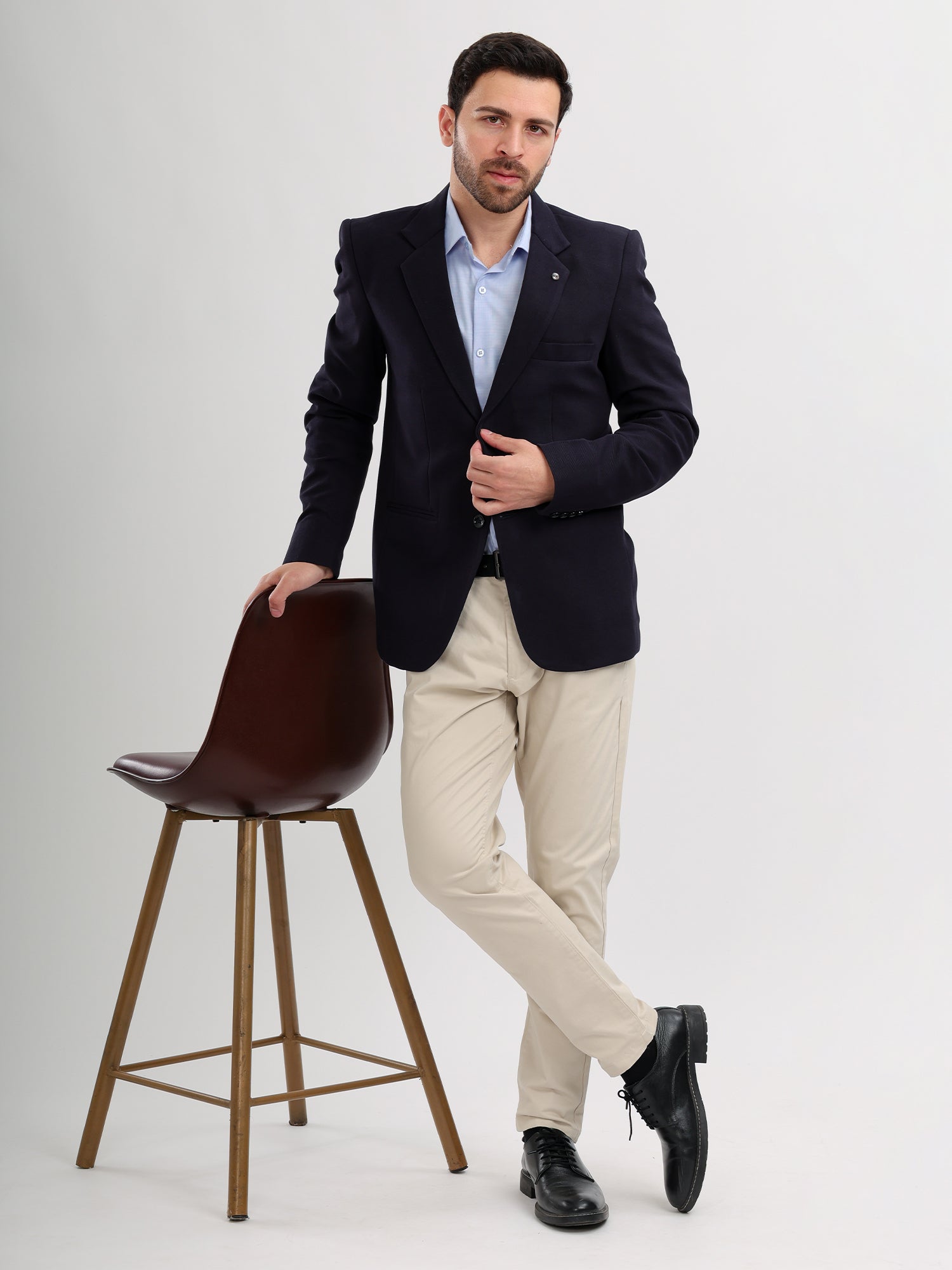 M Excess Navy Blue Casual Blazer