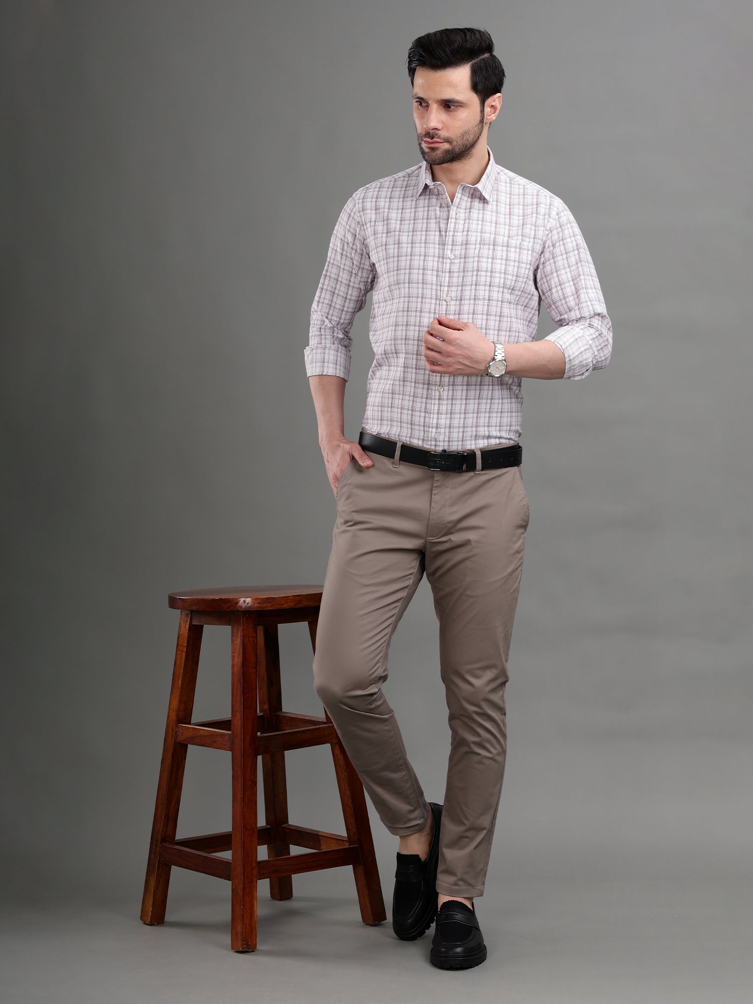 M Excess Checks White/Pink Dress Shirt