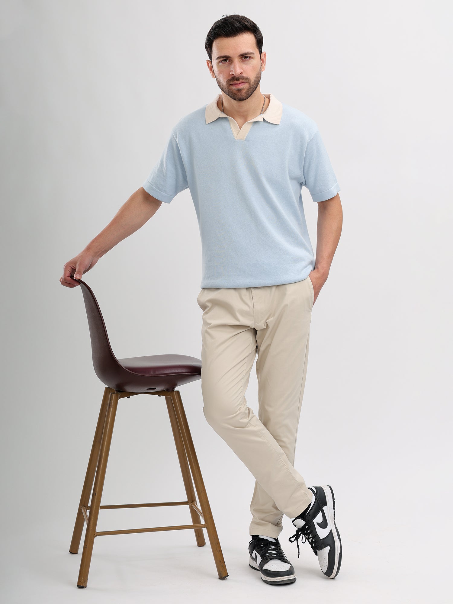 M Excess Sky Blue Knit Polo