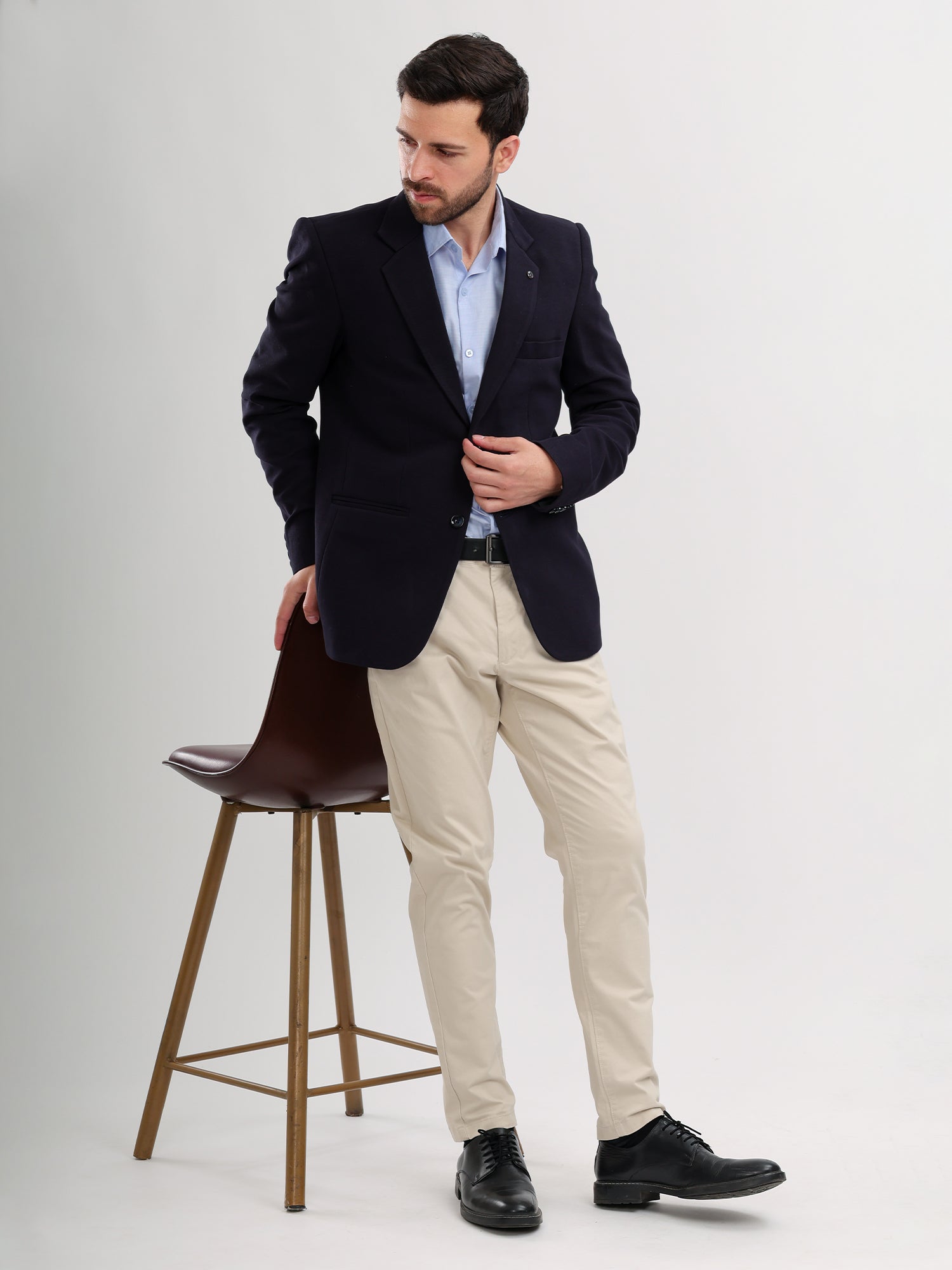 M Excess Navy Blue Casual Blazer