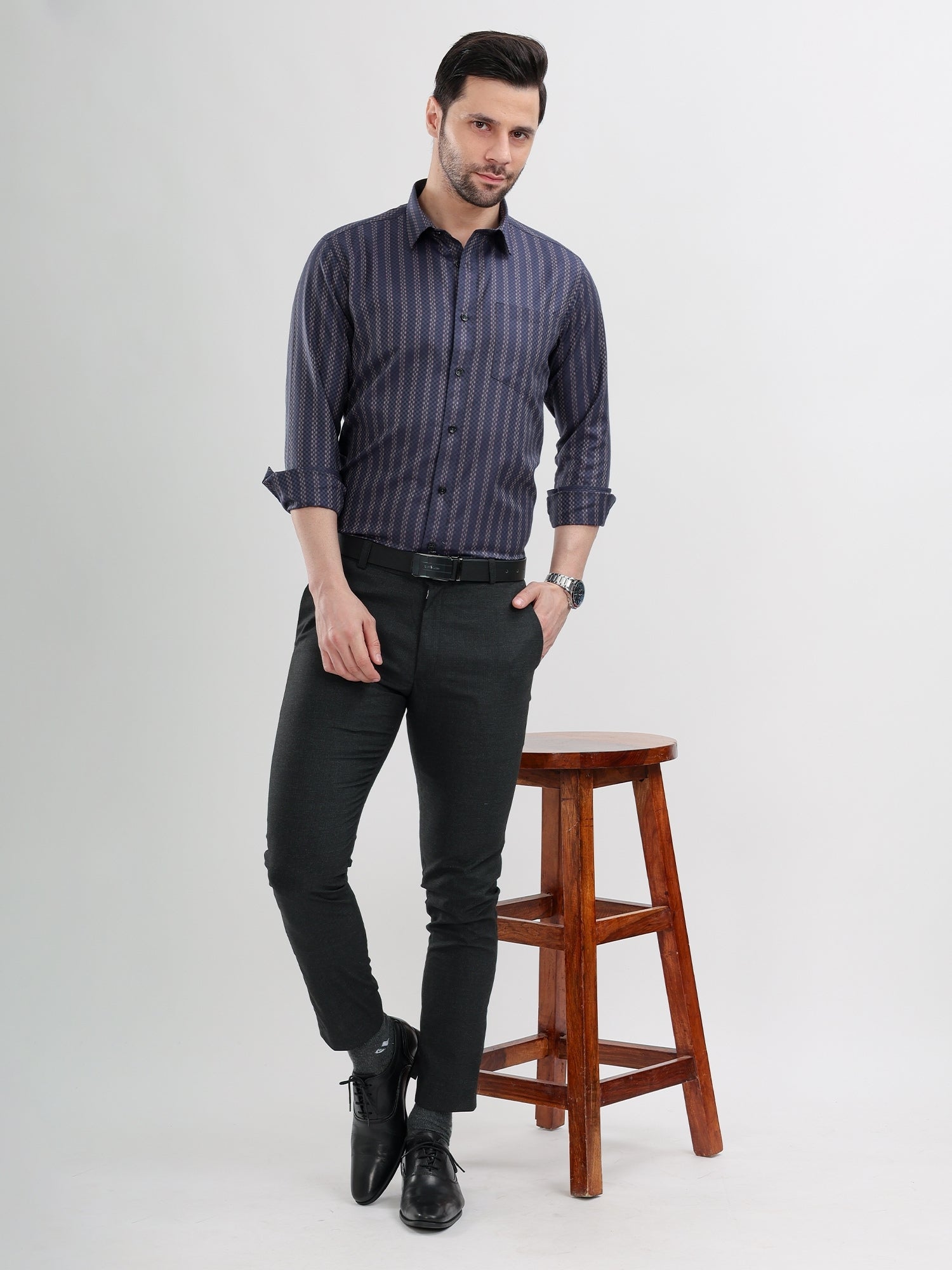M Excess Black Structured Everyday Formal Trousers