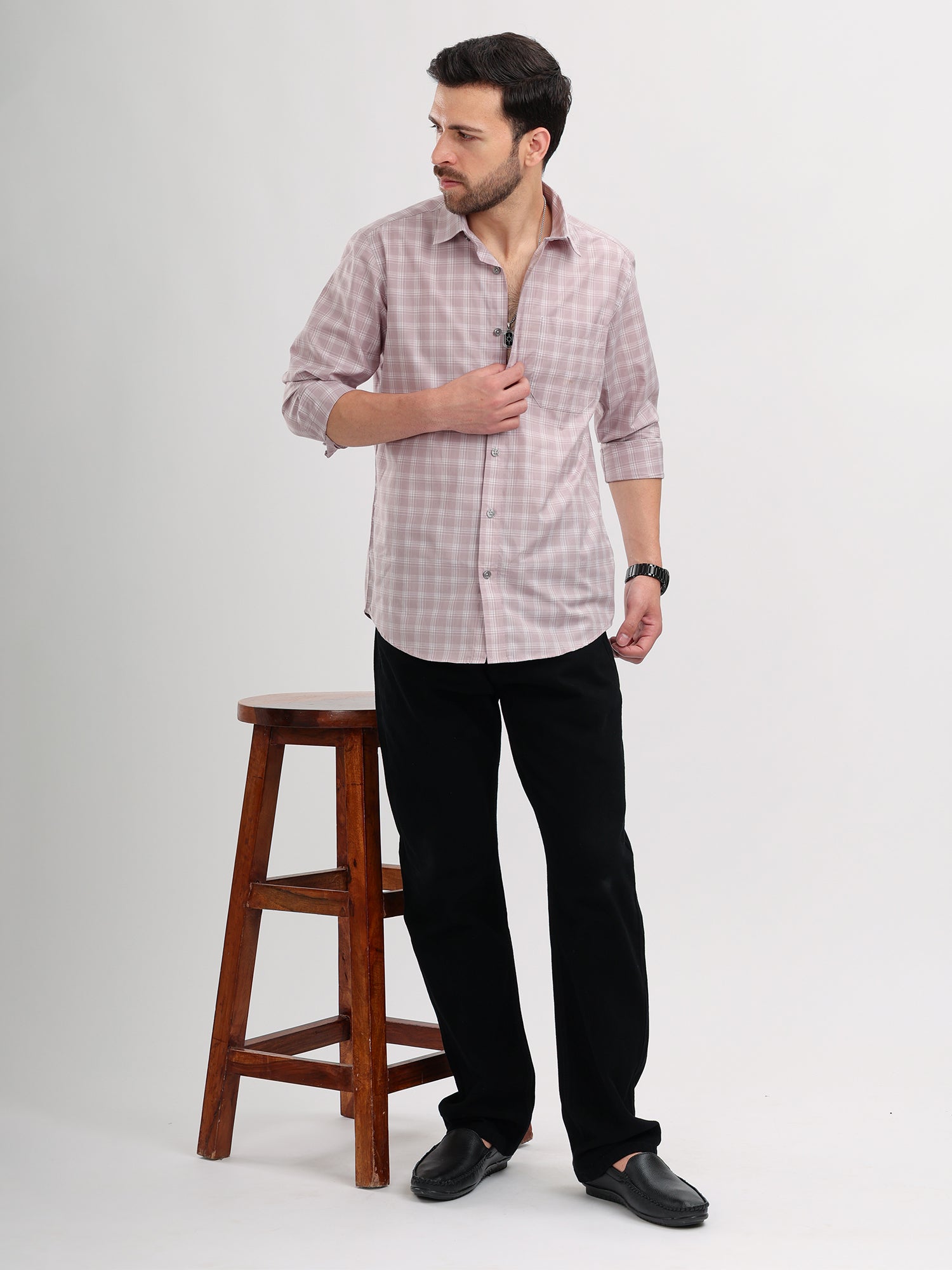 M Excess Checks Pink Dress Shirt