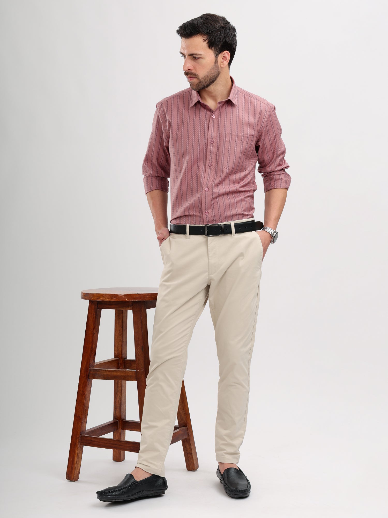 M Excess Stripes Pink Dress Shirt