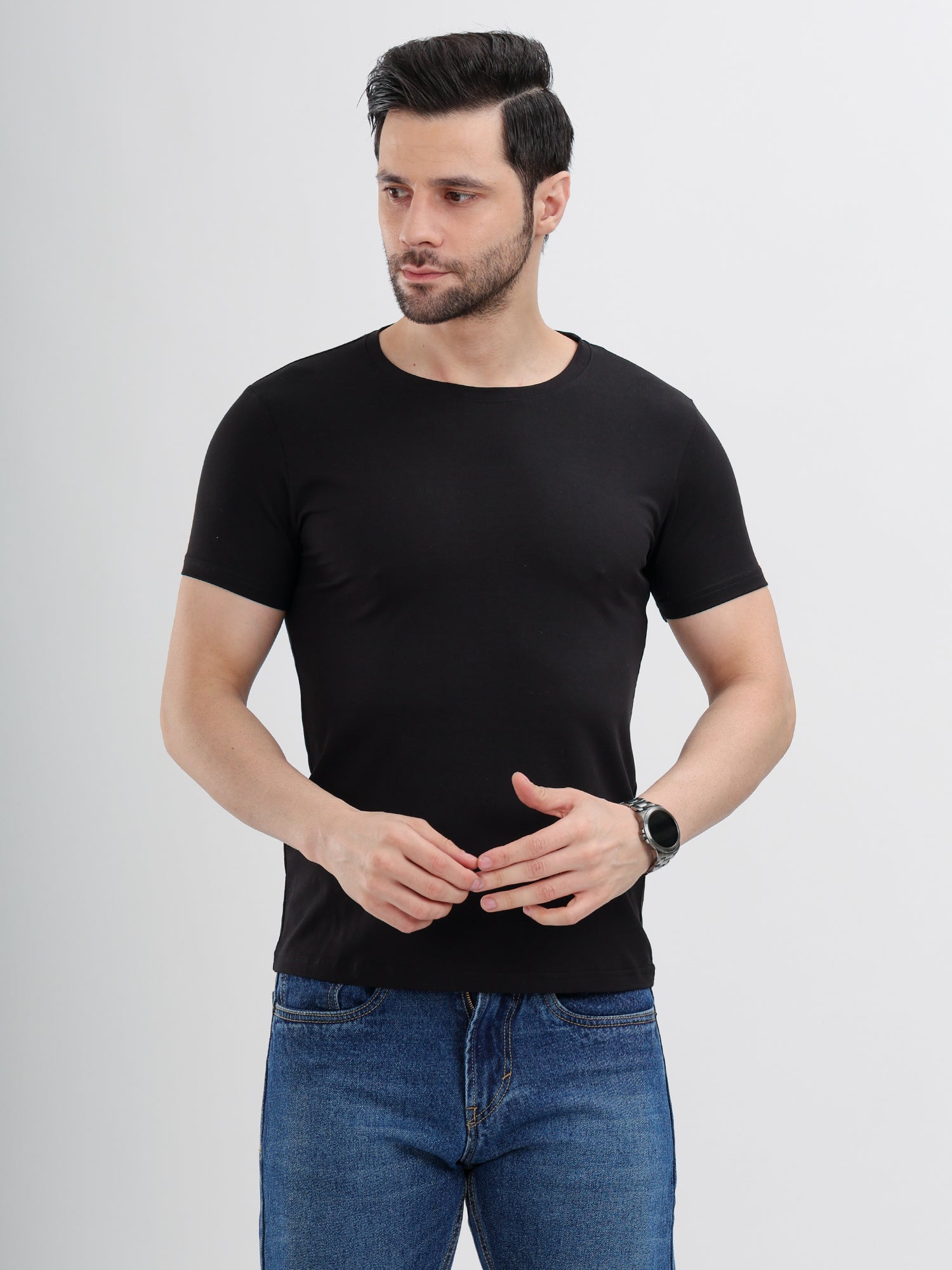 M Excess Black Essential Crew Neck T-Shirts