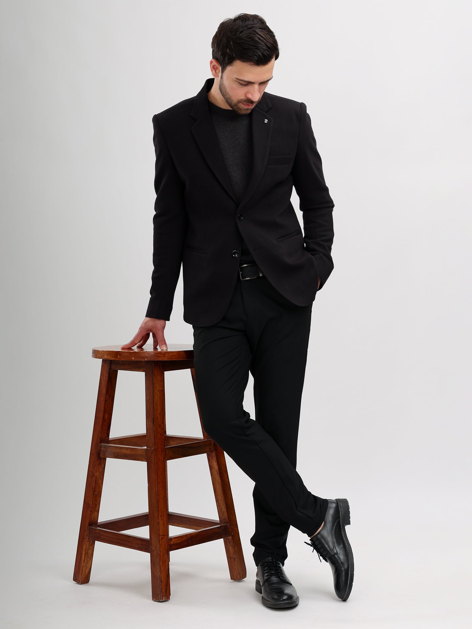 M Excess Black Casual Blazer