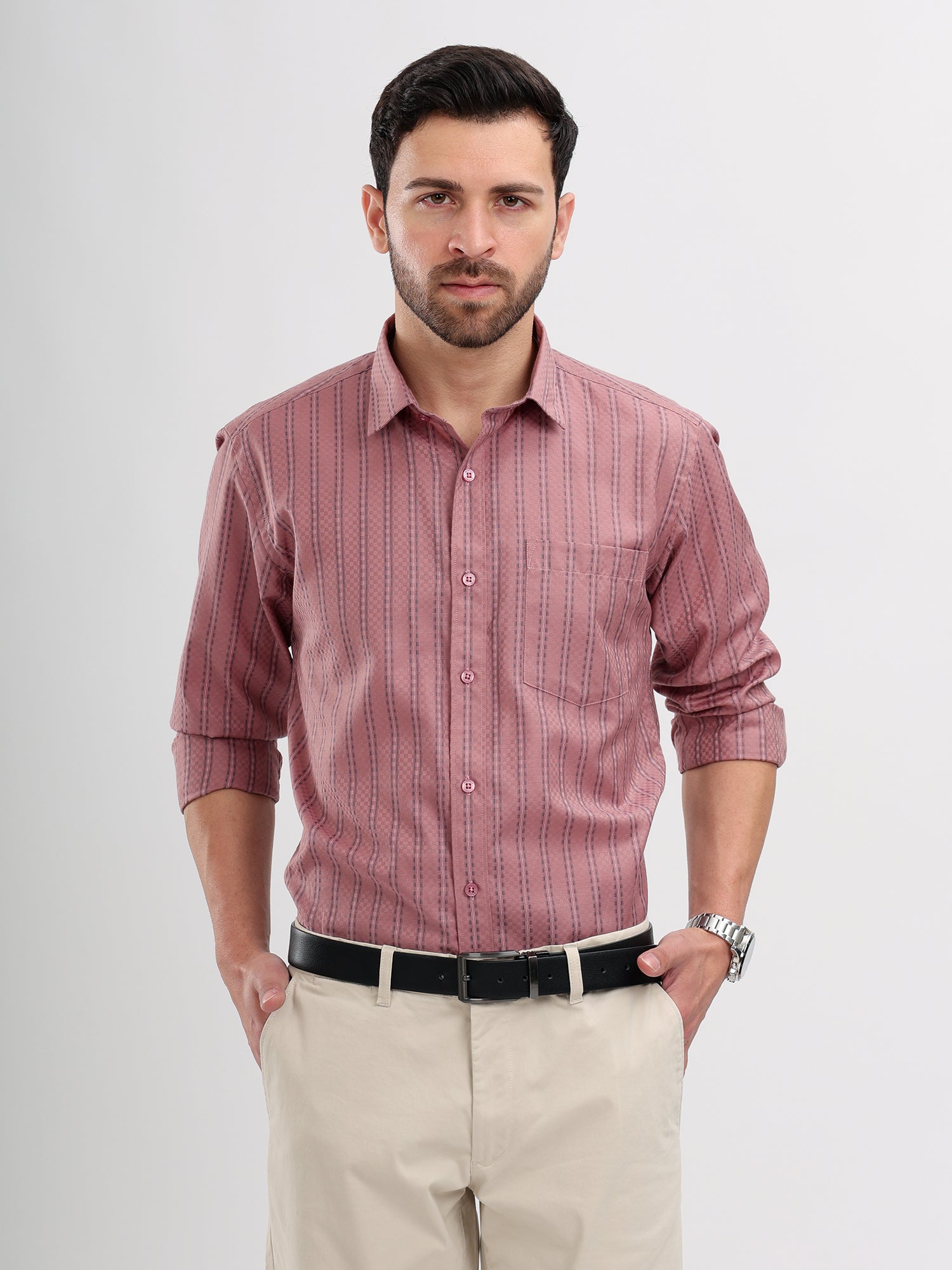 M Excess Stripes Pink Dress Shirt