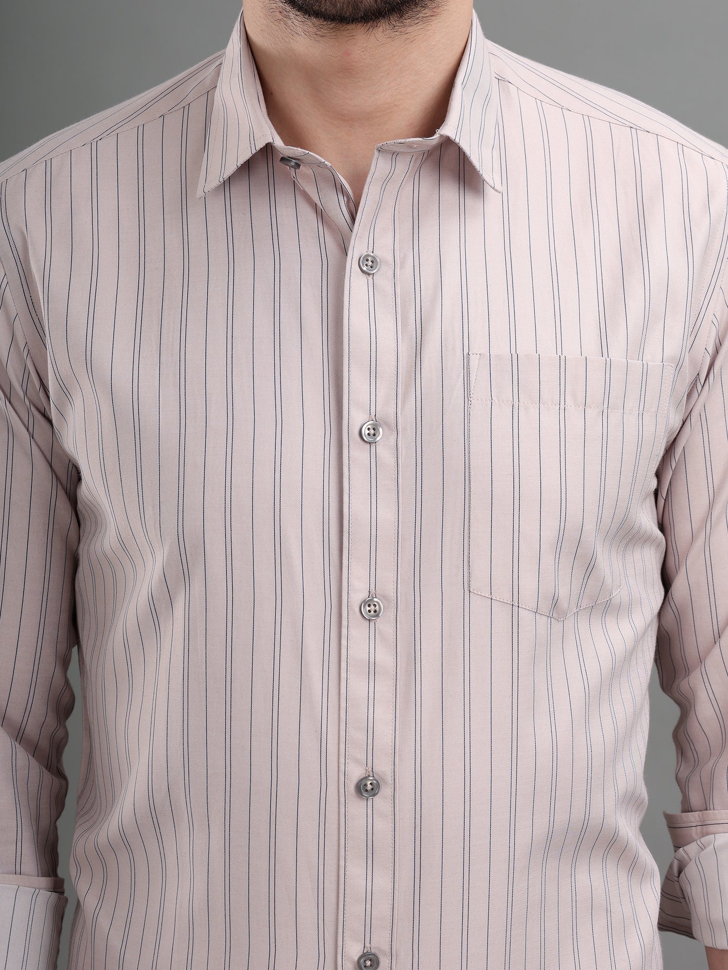 M Excess Stripes Brown Dress Shirt