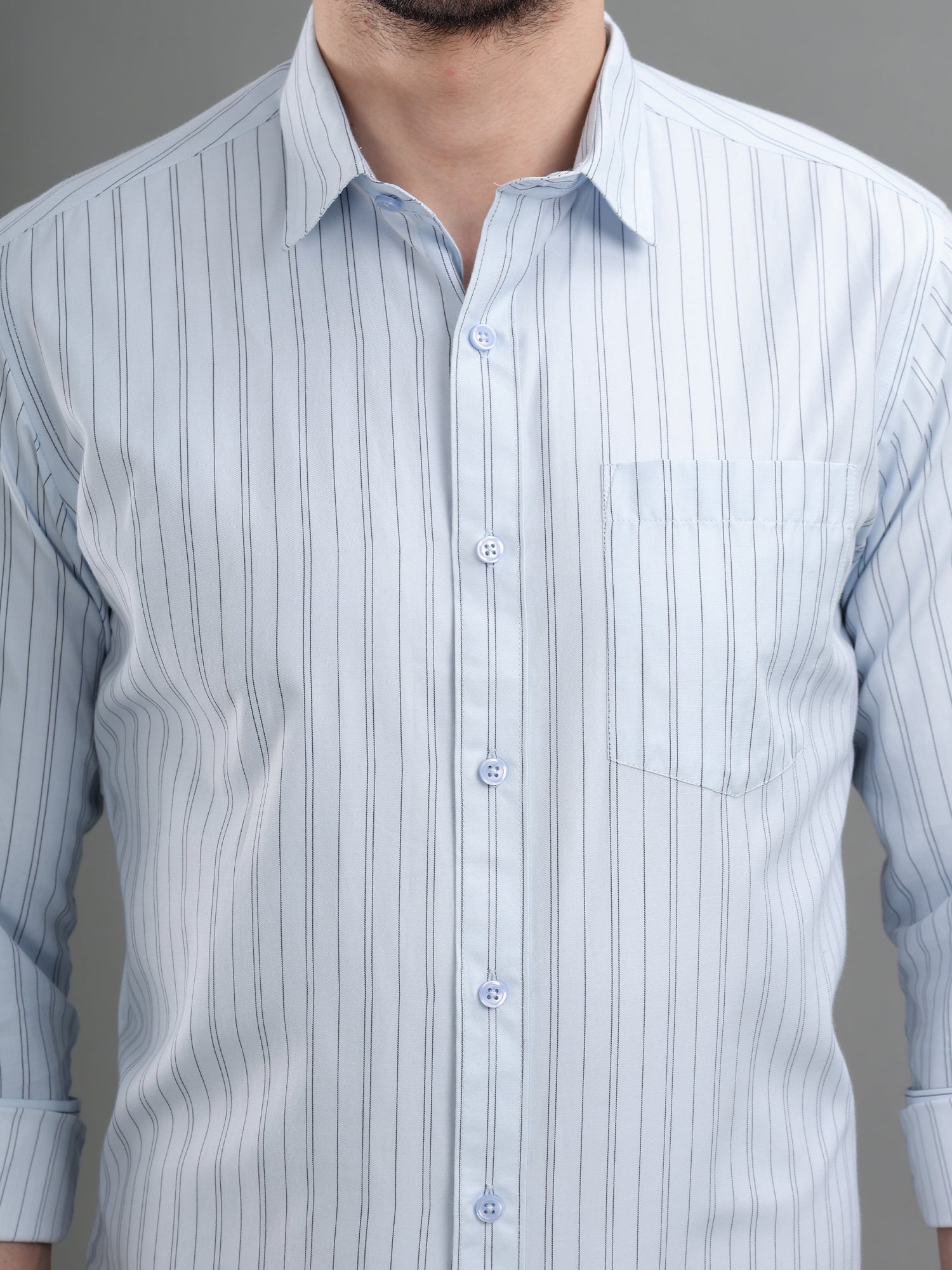 M Excess Stripes Blue Dress Shirt