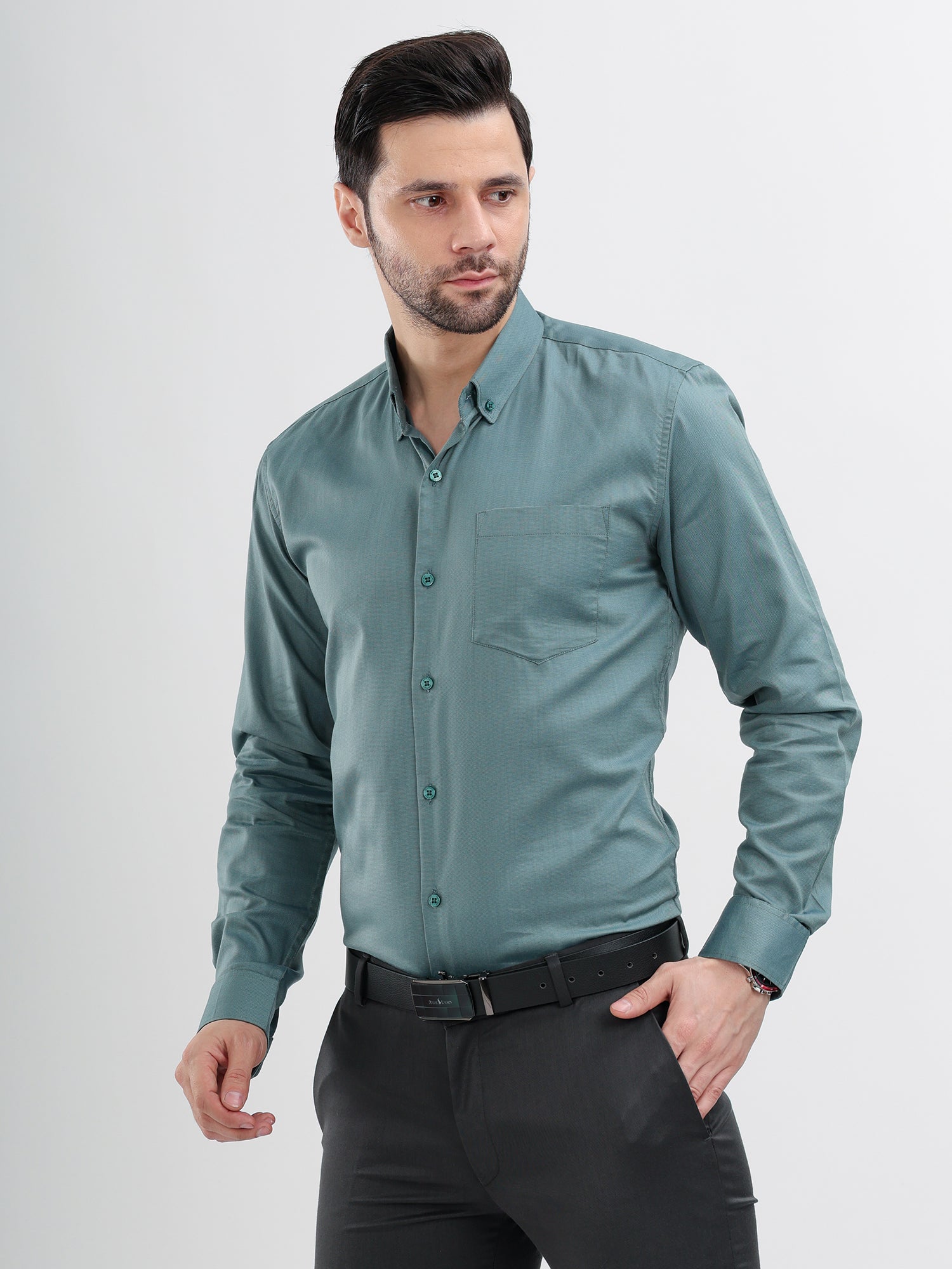 M Excess Solid Sea Foam Dress Shirt