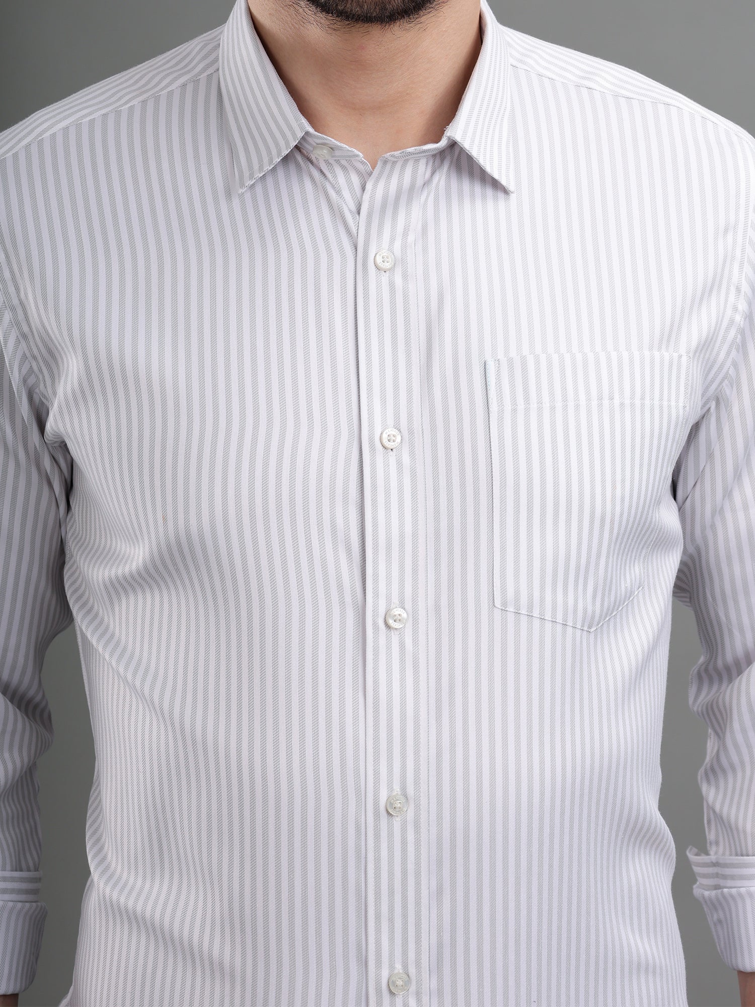 M Excess Stripes White Dress Shirt