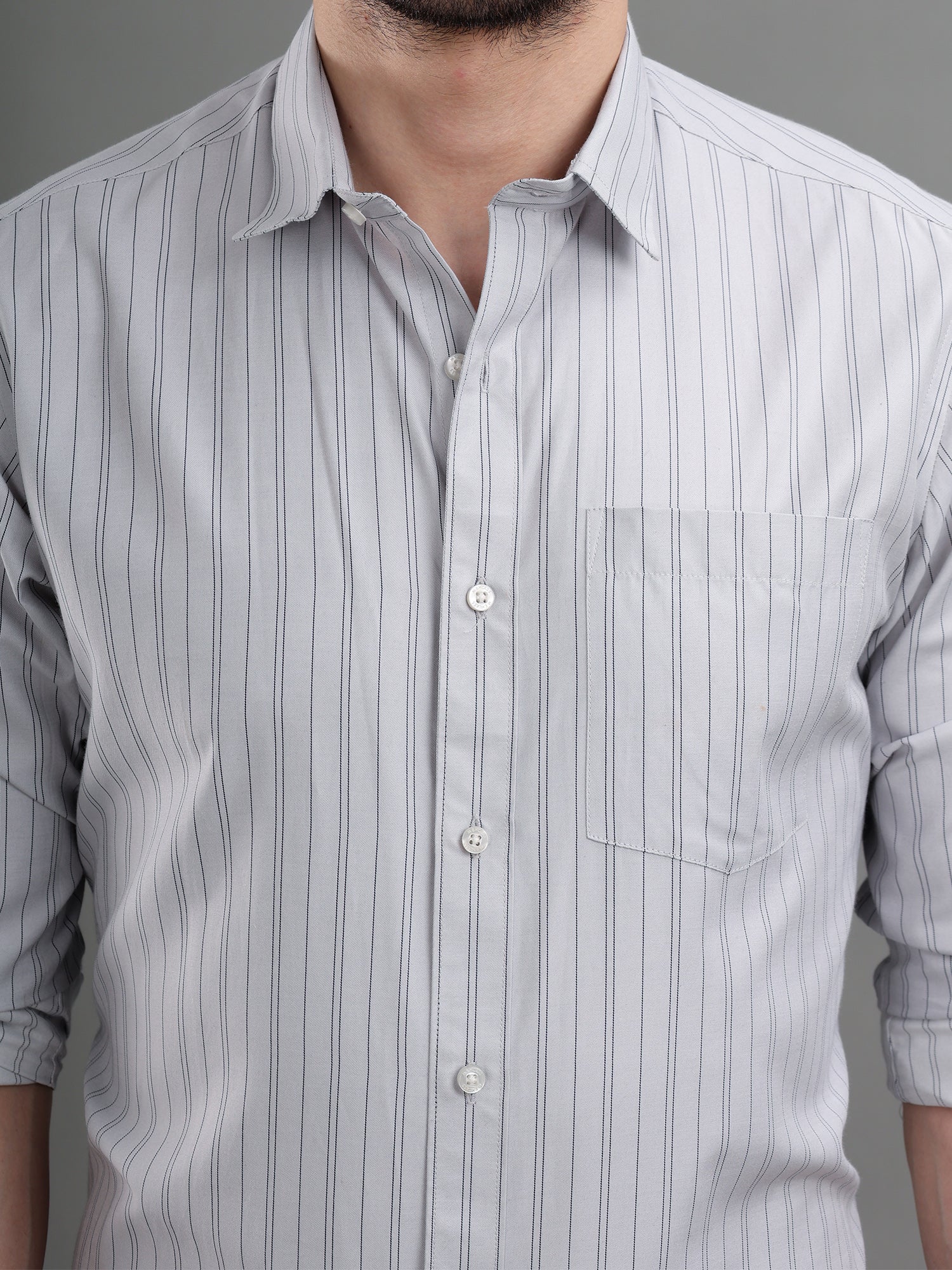 M Excess Stripes Blue & Black Dress Shirt