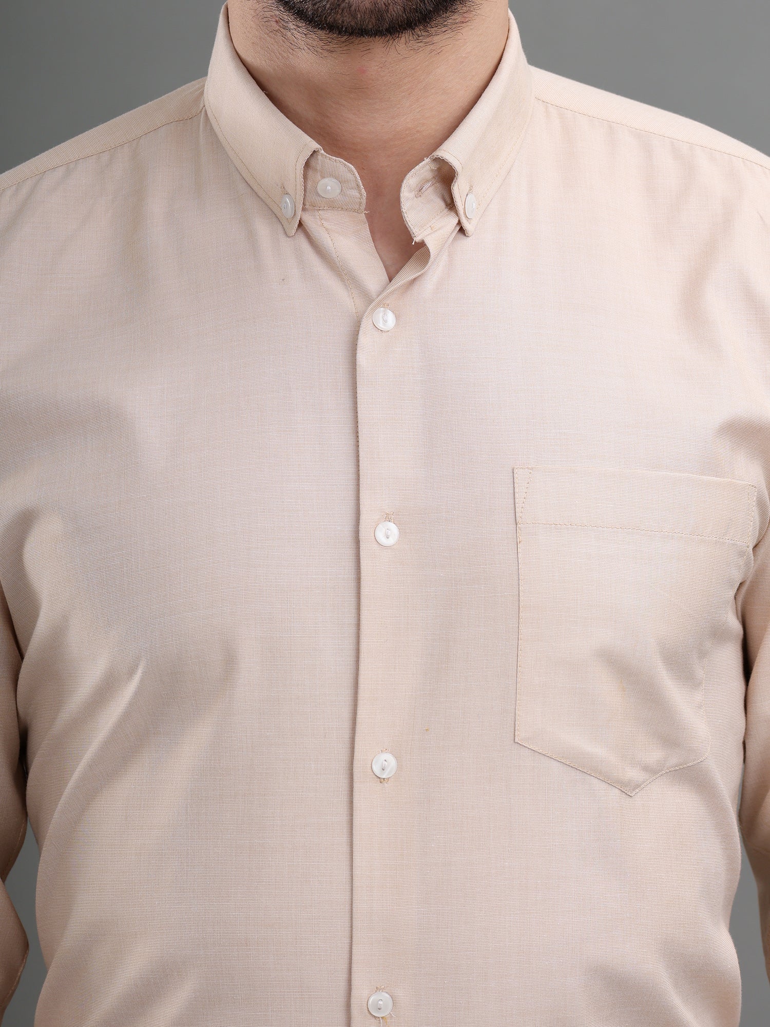 M Excess Solid Pastel Peach Dress Shirt