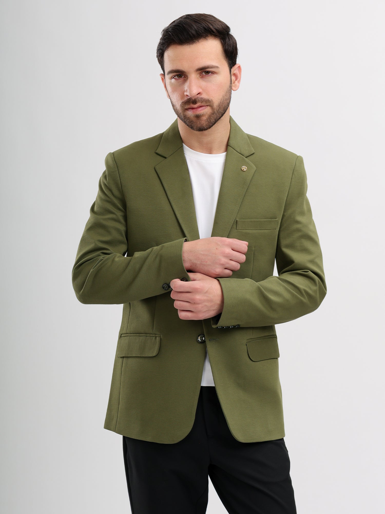 M Excess Olive Green Casual Blazer