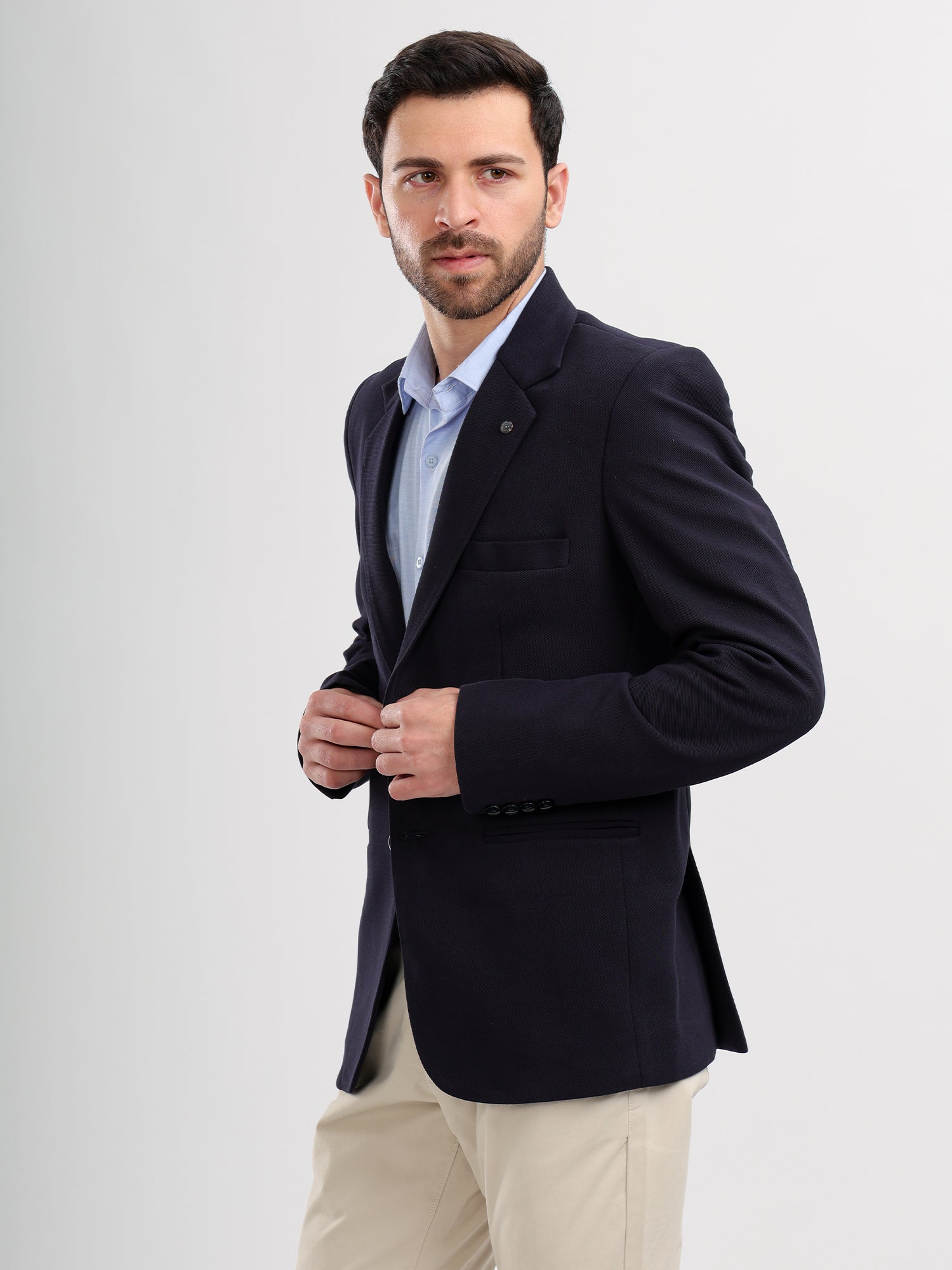 M Excess Navy Blue Casual Blazer