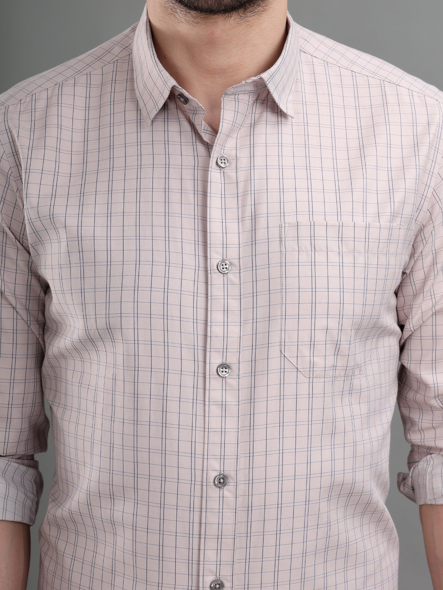 M Excess Checks Light Pink Dress Shirt