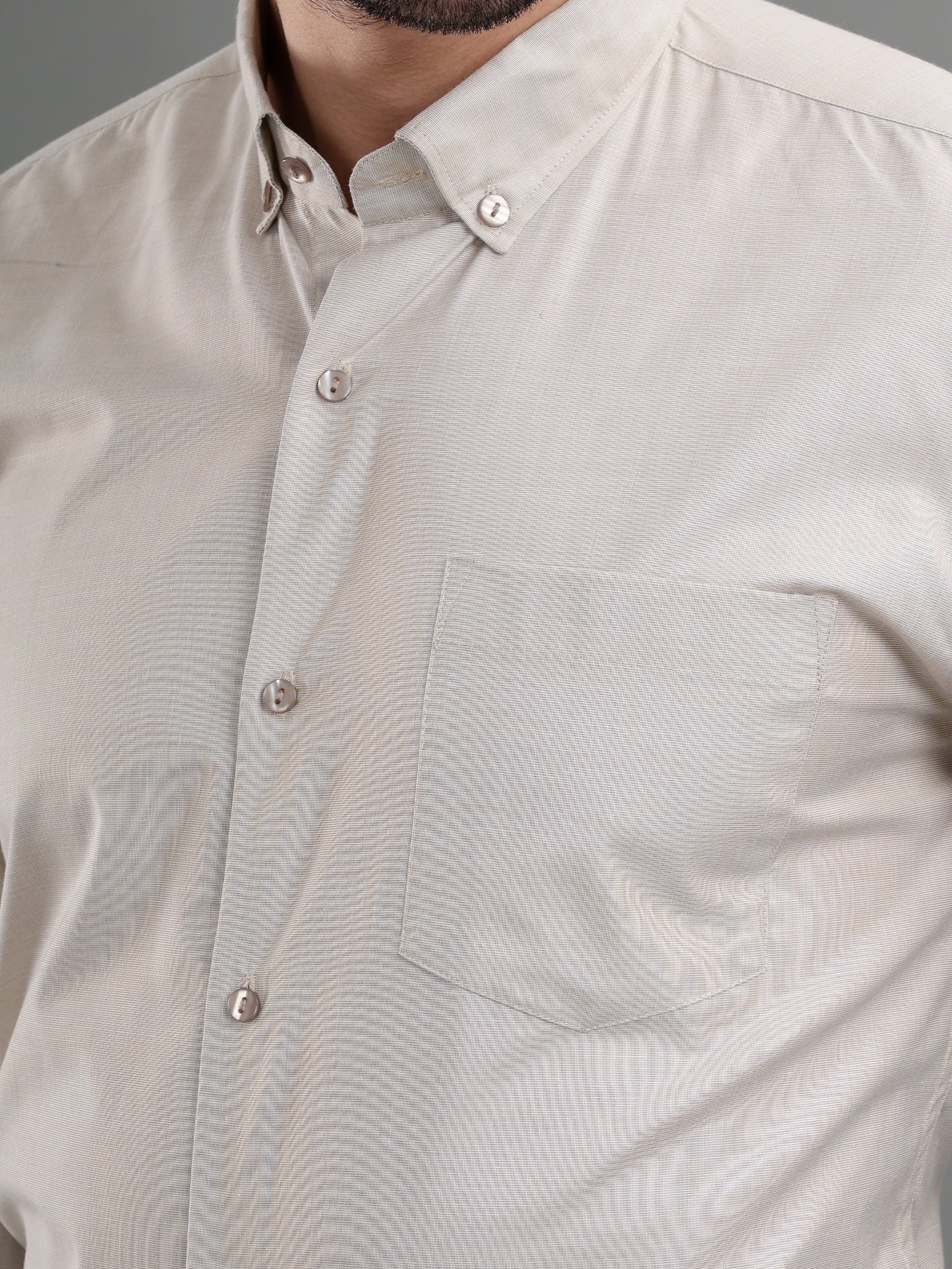 M Excess Solid Beige Dress Shirt
