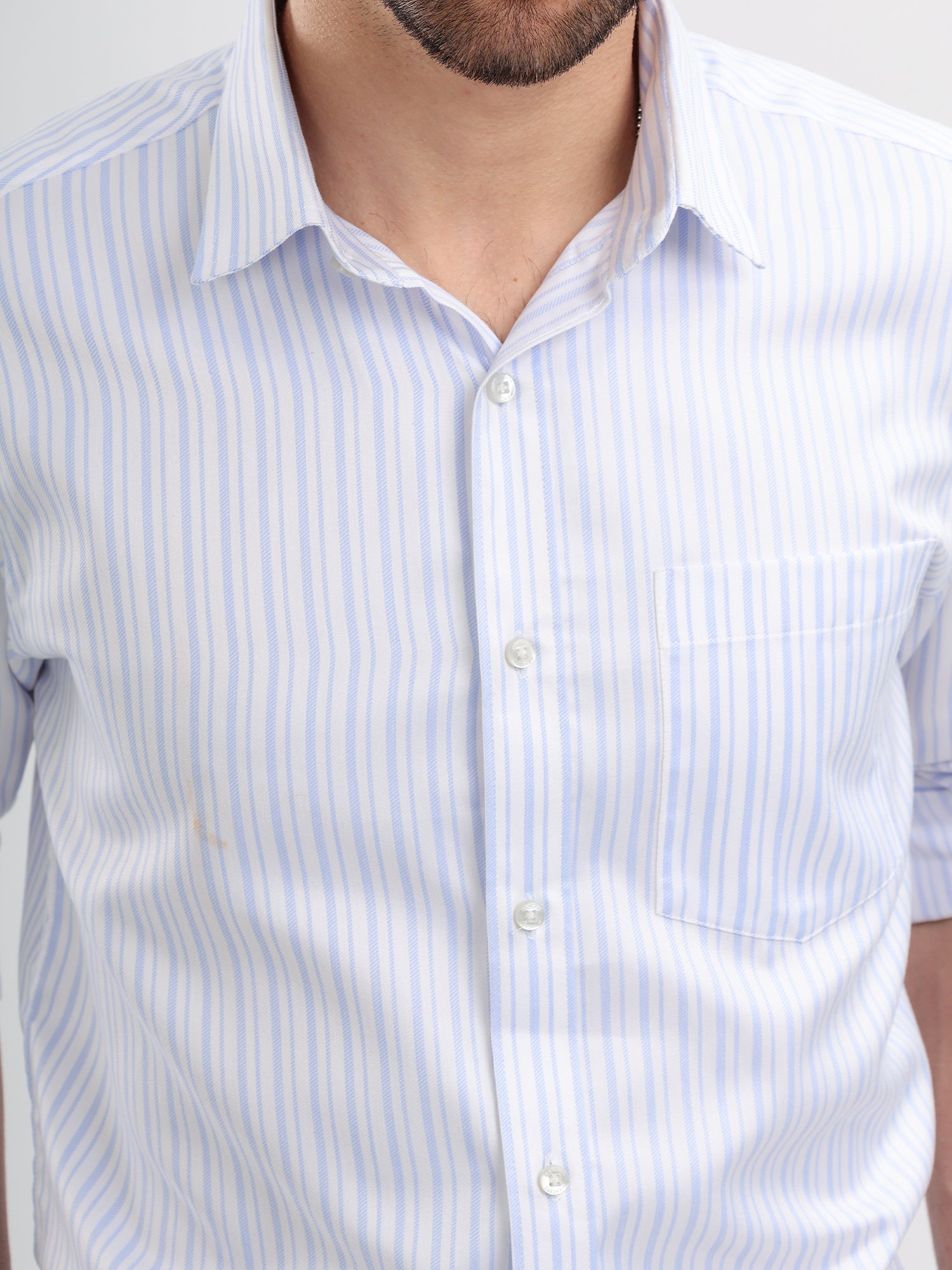 M Excess Stripes Blue & White Dress Shirt