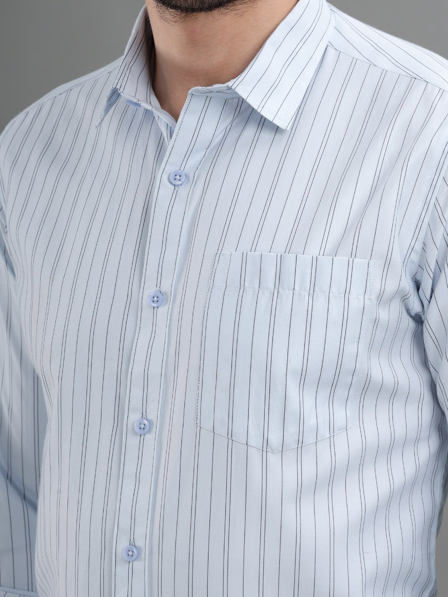 M Excess Stripes Blue Dress Shirt