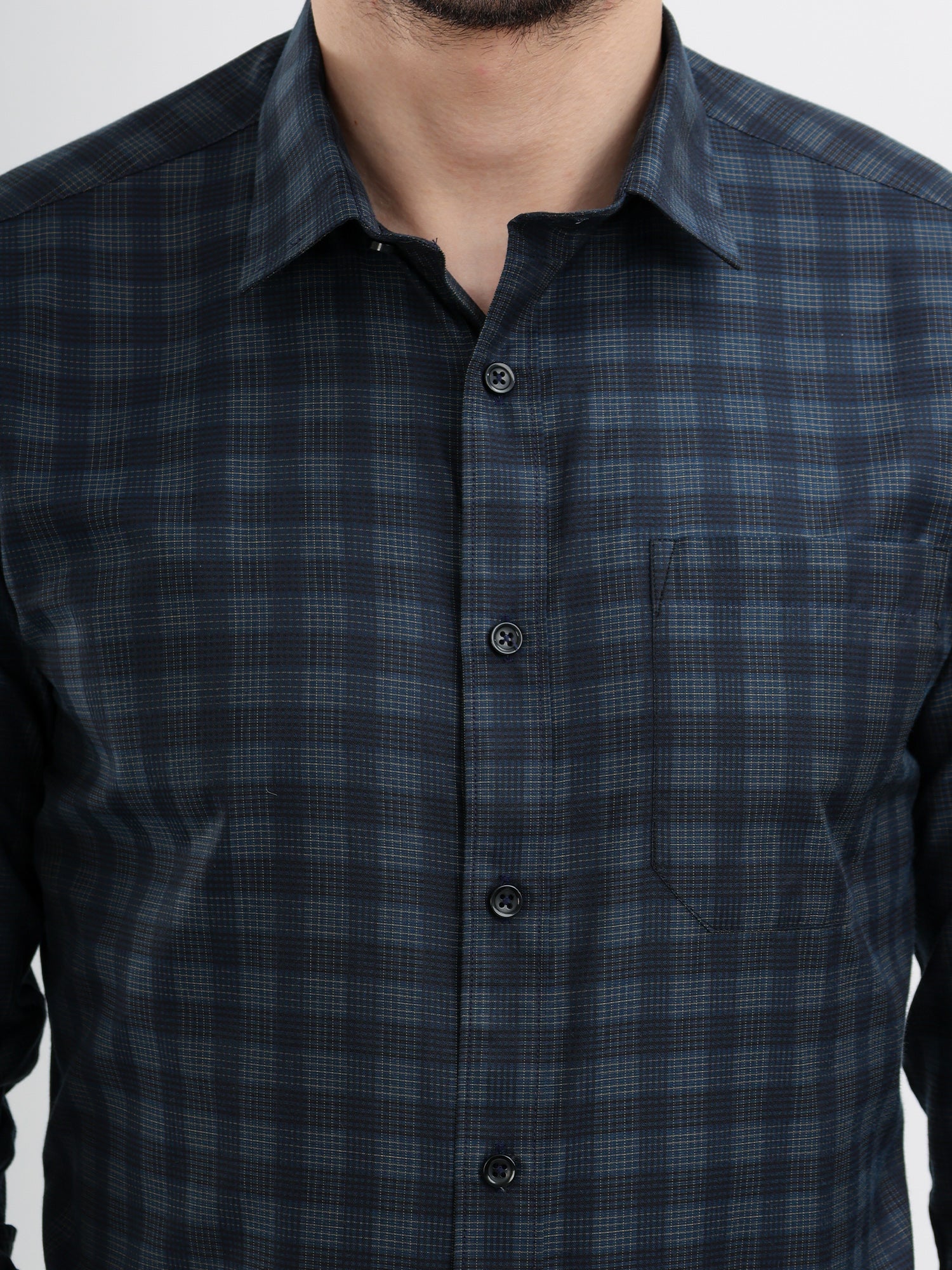 M Excess Checks Blue Dress Shirt