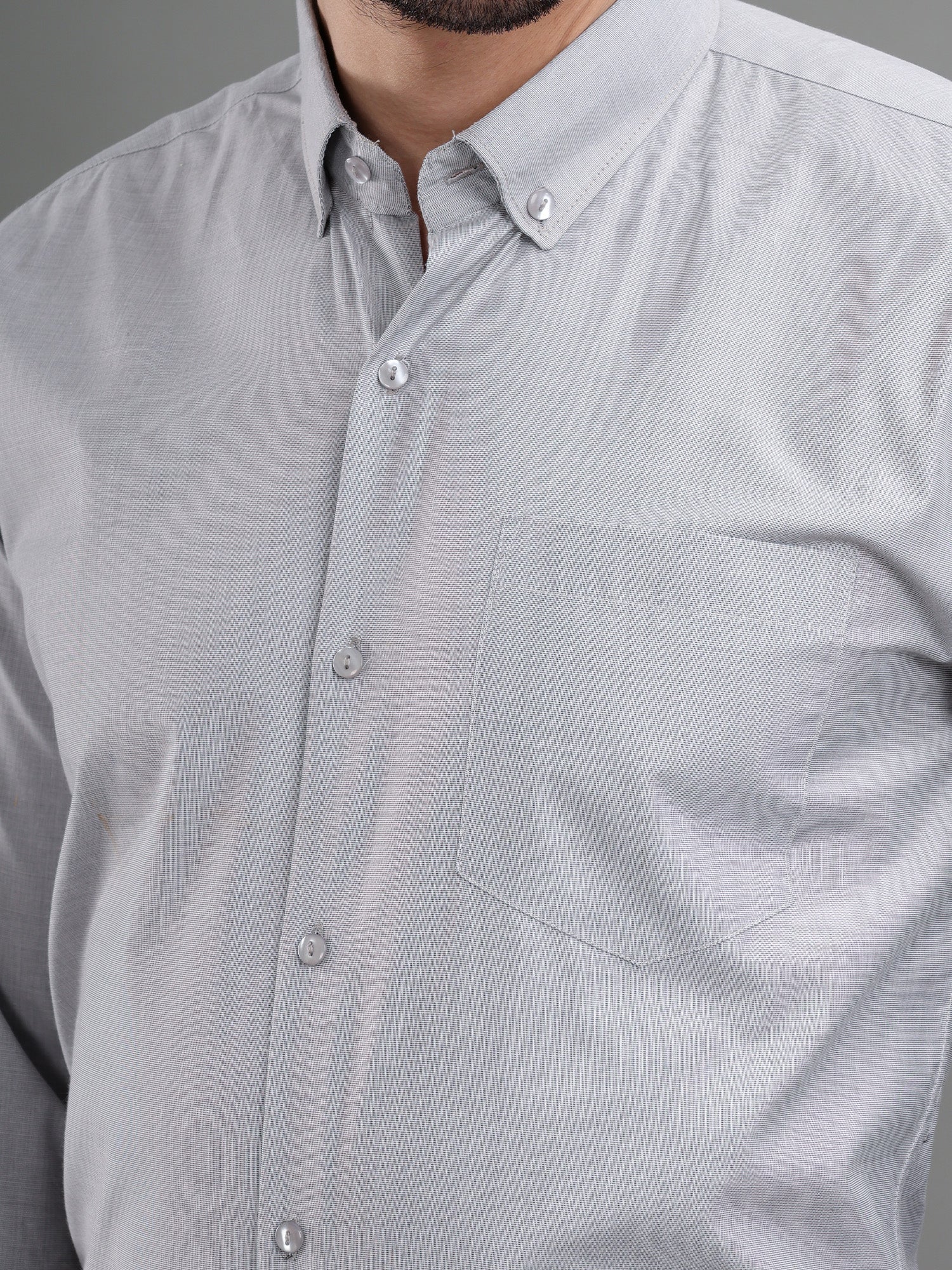 M Excess Solid Grey Dress Shirt