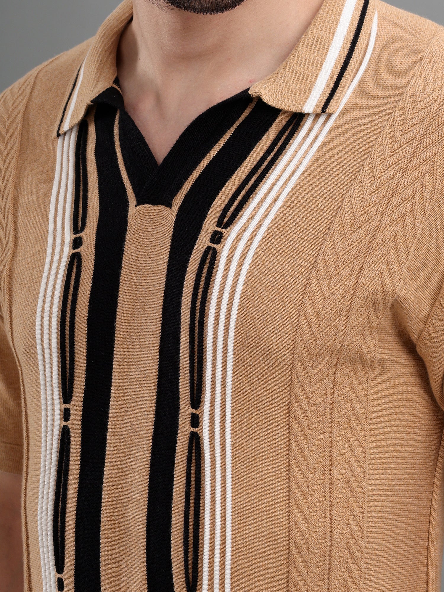 M Excess Tan Knit Polo