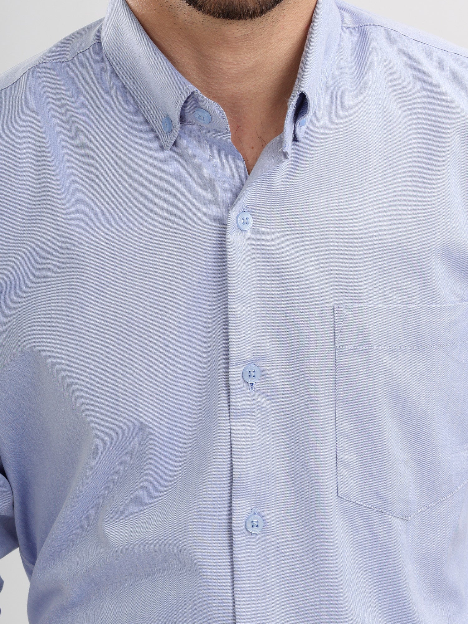 M Excess Solid Sky Blue Dress Shirt