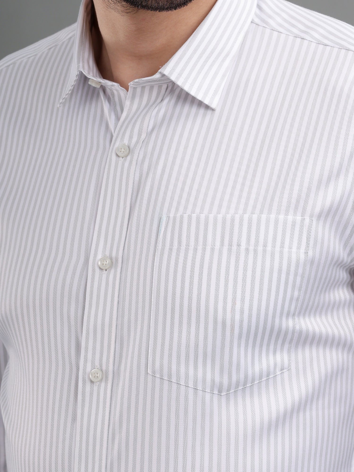 M Excess Stripes White Dress Shirt