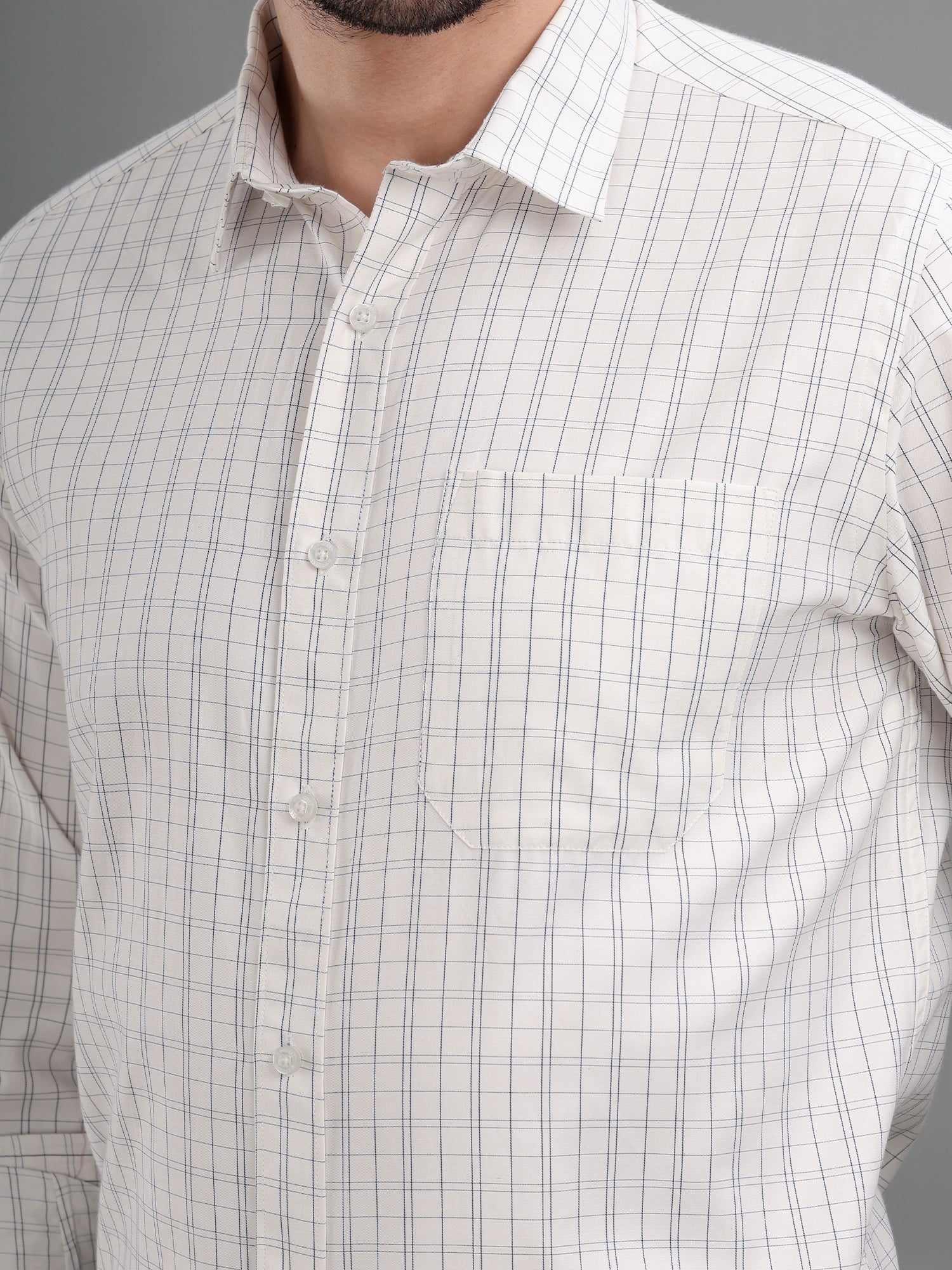M Excess Checks White Dress Shirt