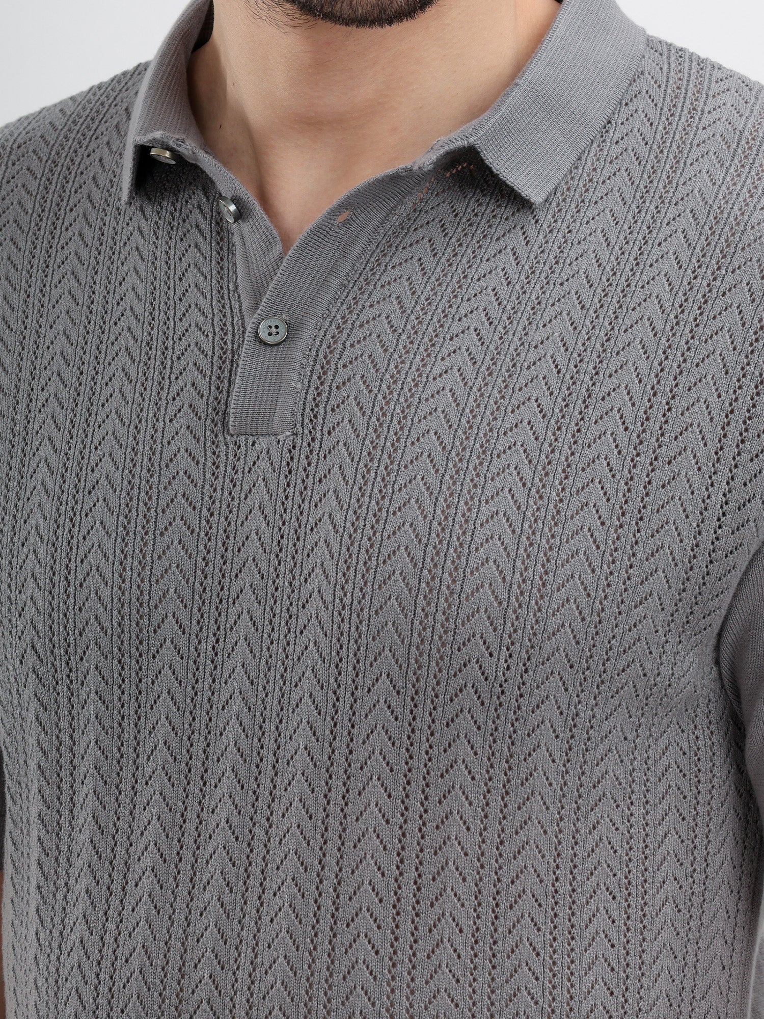M Excess Grey Knit Polo