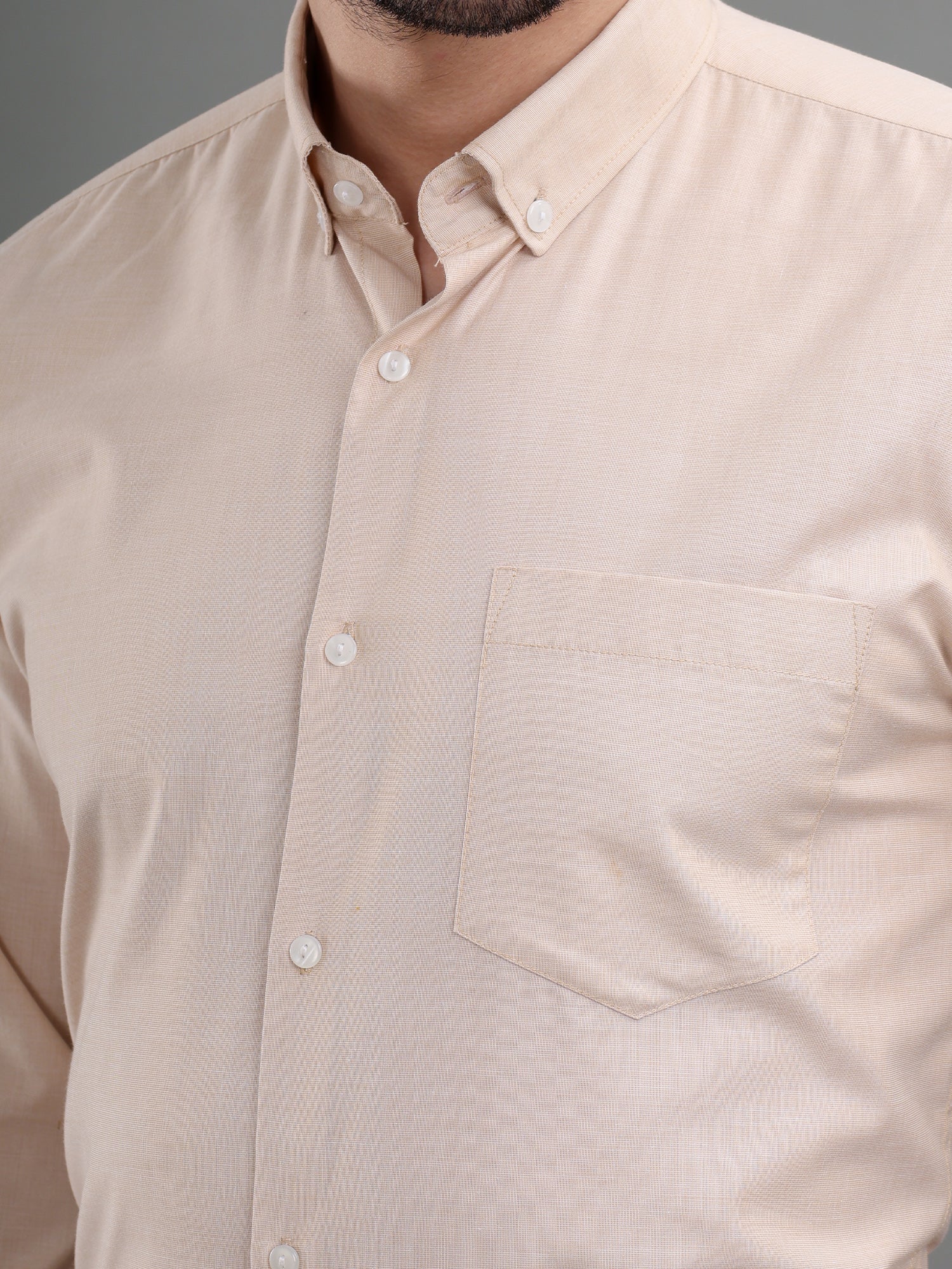 M Excess Solid Pastel Peach Dress Shirt