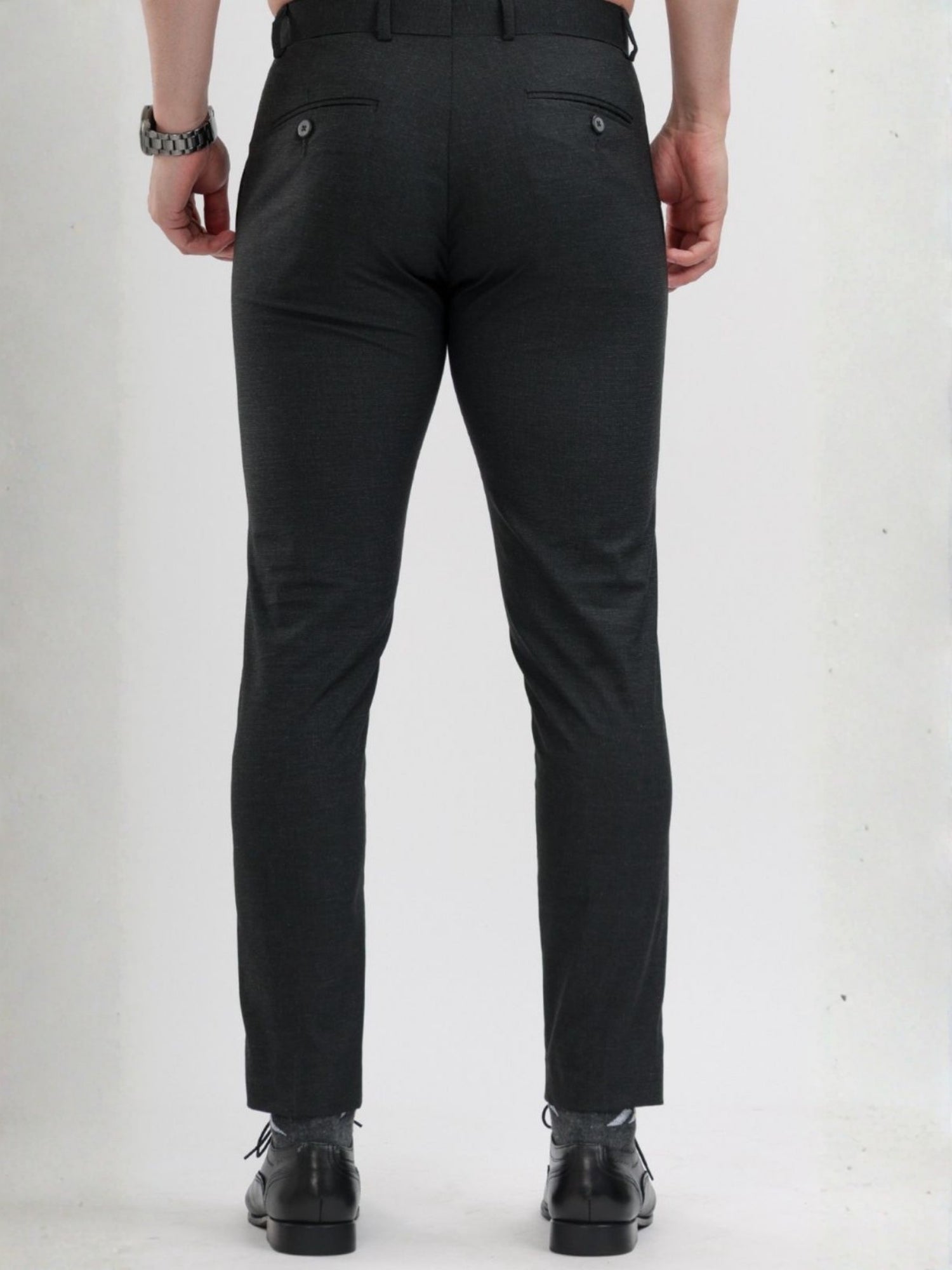 M Excess Black Structured Everyday Formal Trousers