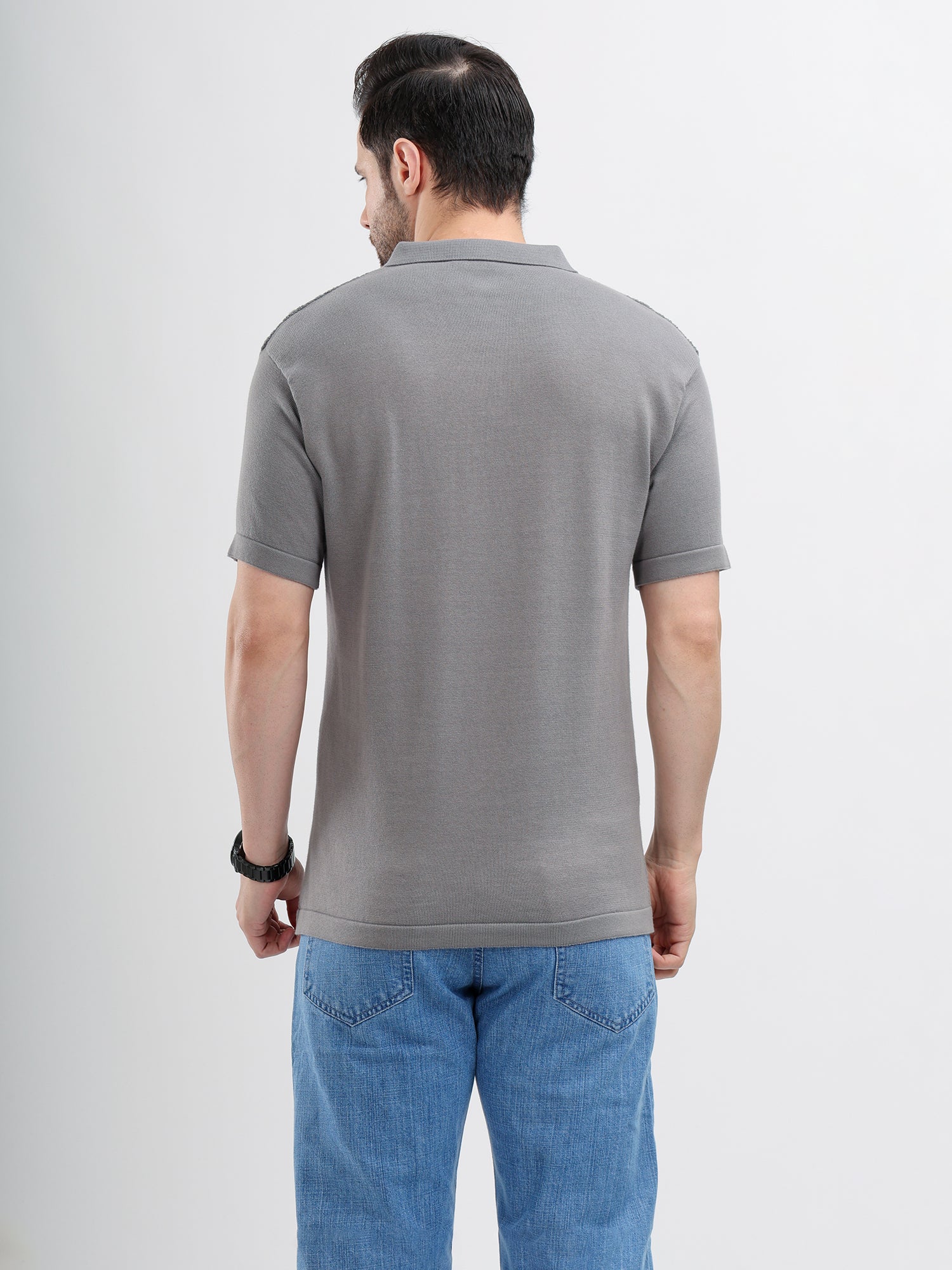 M Excess Grey Knit Polo