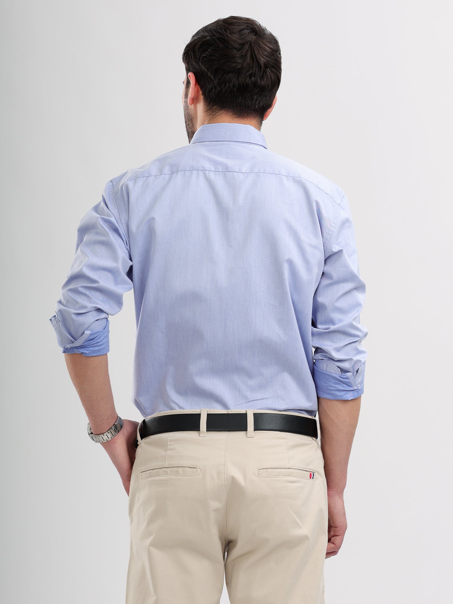 M Excess Solid Sky Blue Dress Shirt